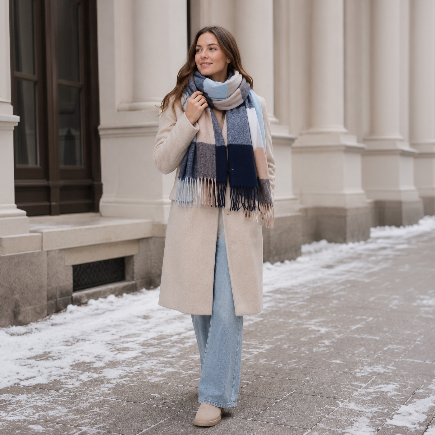 Příjemná šála s kostkovaným vzorem Noelia Bolger materiál Polyester s příměsí vlny barva multicolor KZ002 - 03