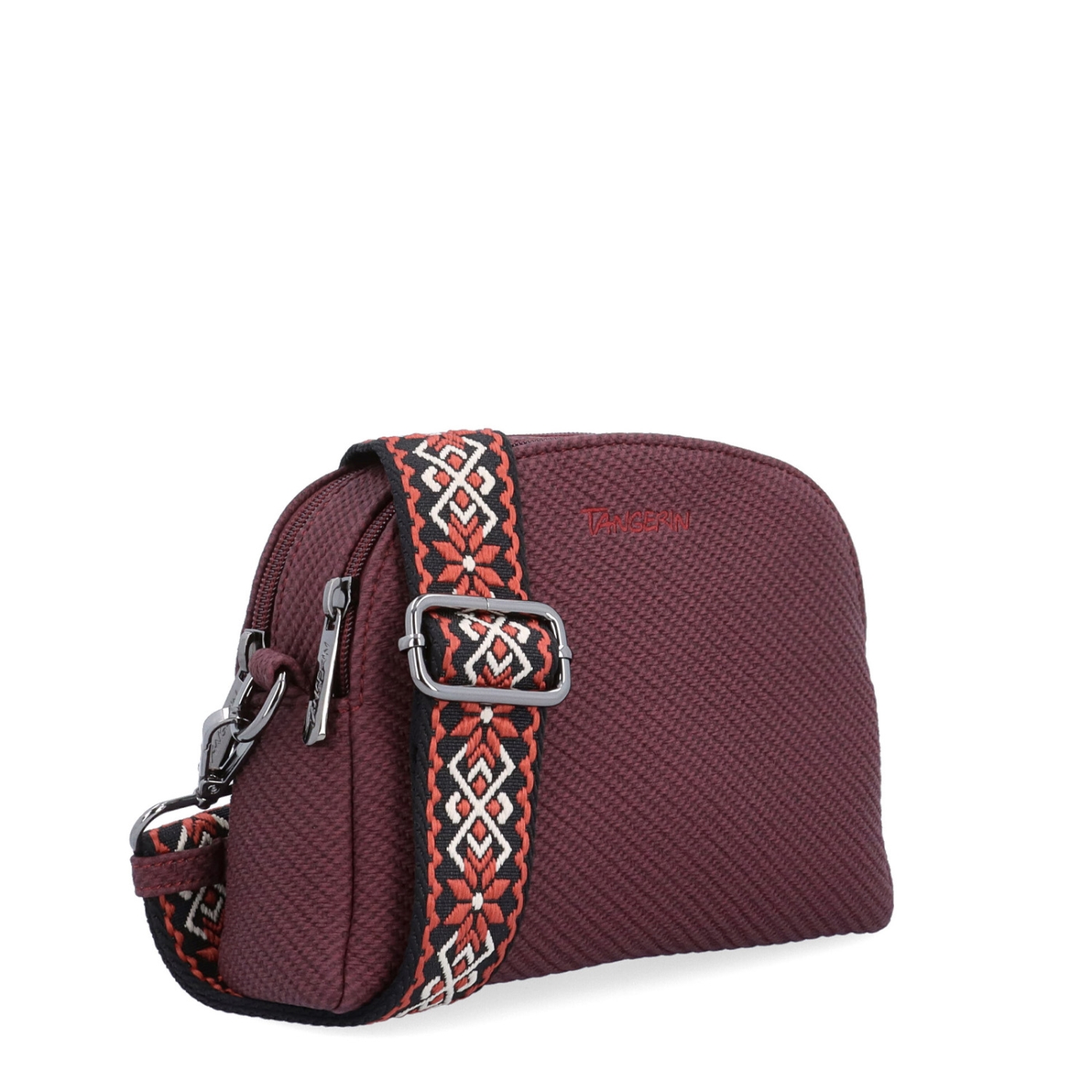 Stylová crossbody kabelka s texturovaným povrchem Tangerin materiál syntetická kůže zapínání na zip barva vínová velikost malá 4365 BO
