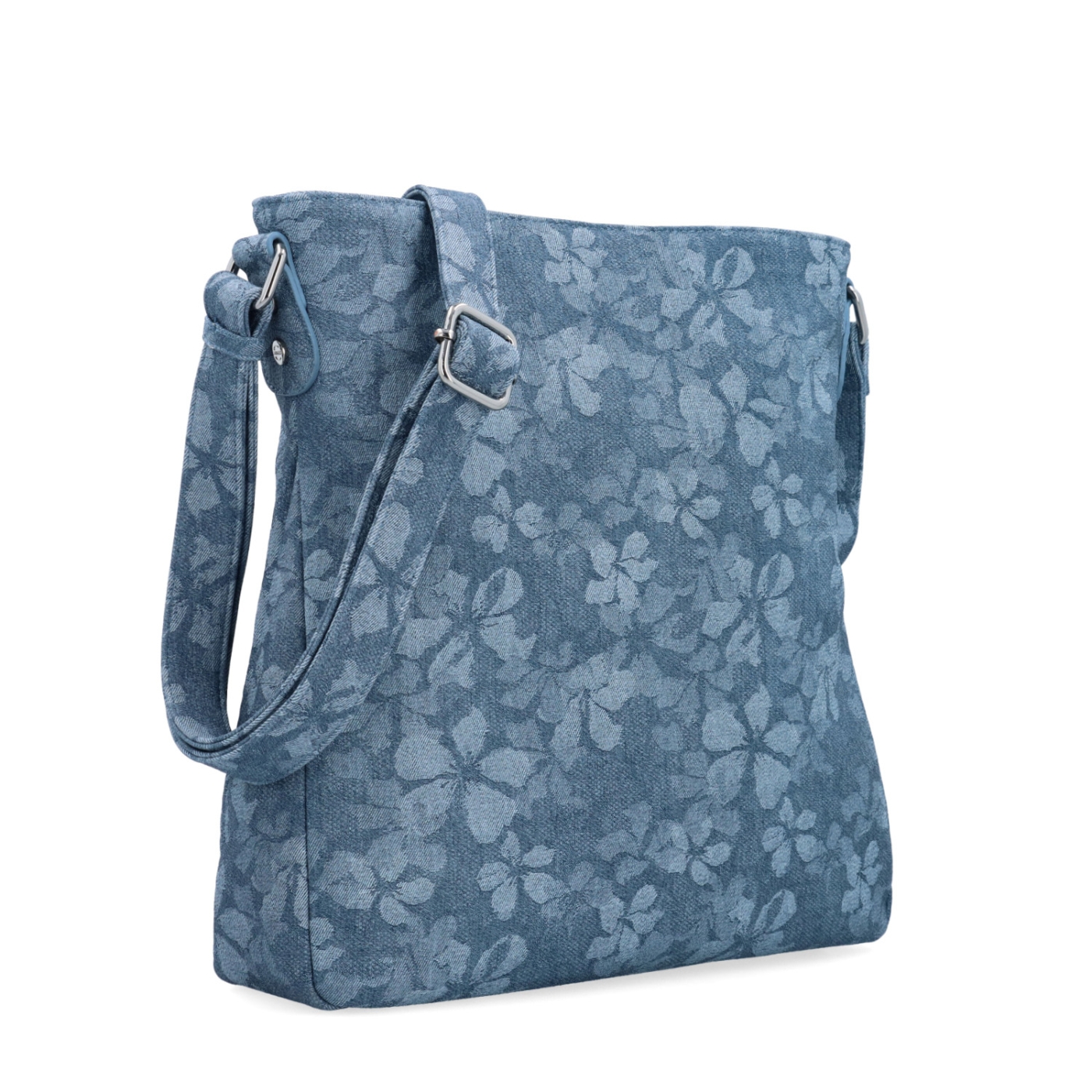 Crossbody kabelka s jemným květinovým vzorem Carmelo materiál syntetická kůže zapínání na zip barva modrá velikost střední 4601 M
