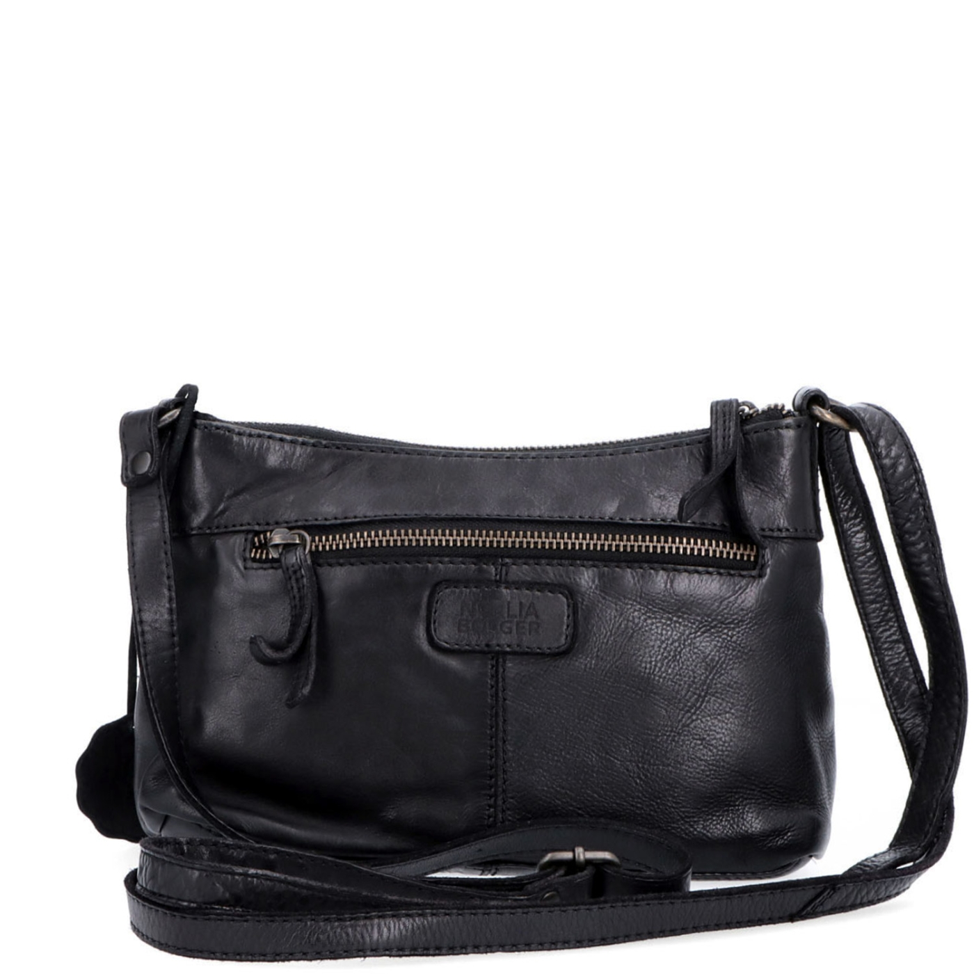 Praktická kožená crossbody na každý den Noelia Bolger materiál kůže zapínání na zip barva černá velikost malá NB 2406 C Zezadu