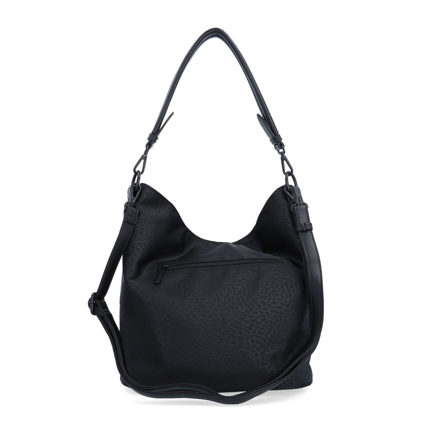 Elegantní dámská kabelka se dvěma popruhy Carmelo materiál nylon zapínání na zip barva černá velikost střední 6603 C LE Zezadu