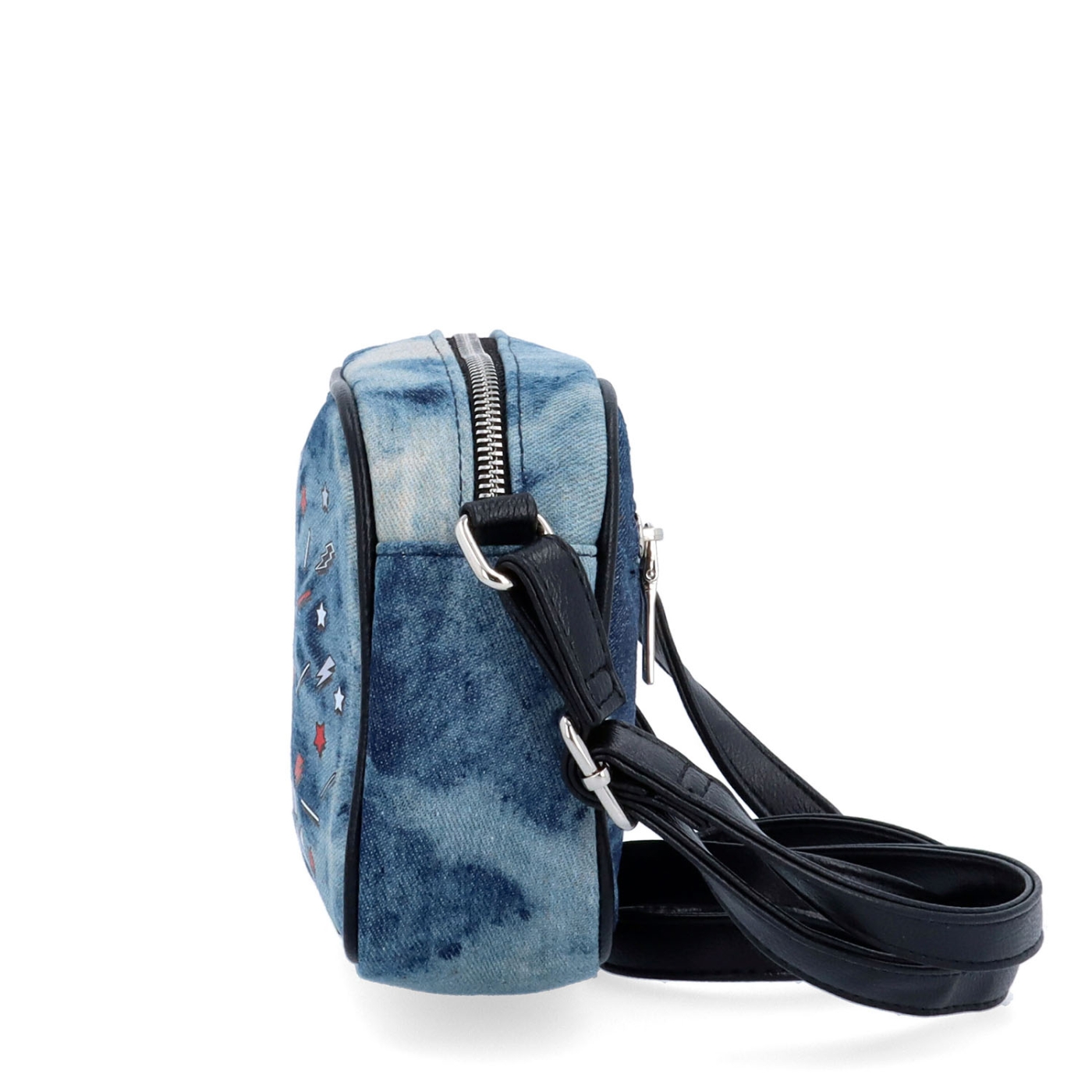 Malá džínová crossbody kabelka Indee materiál textil zapínání na zip barva modrá velikost malá 9305 01