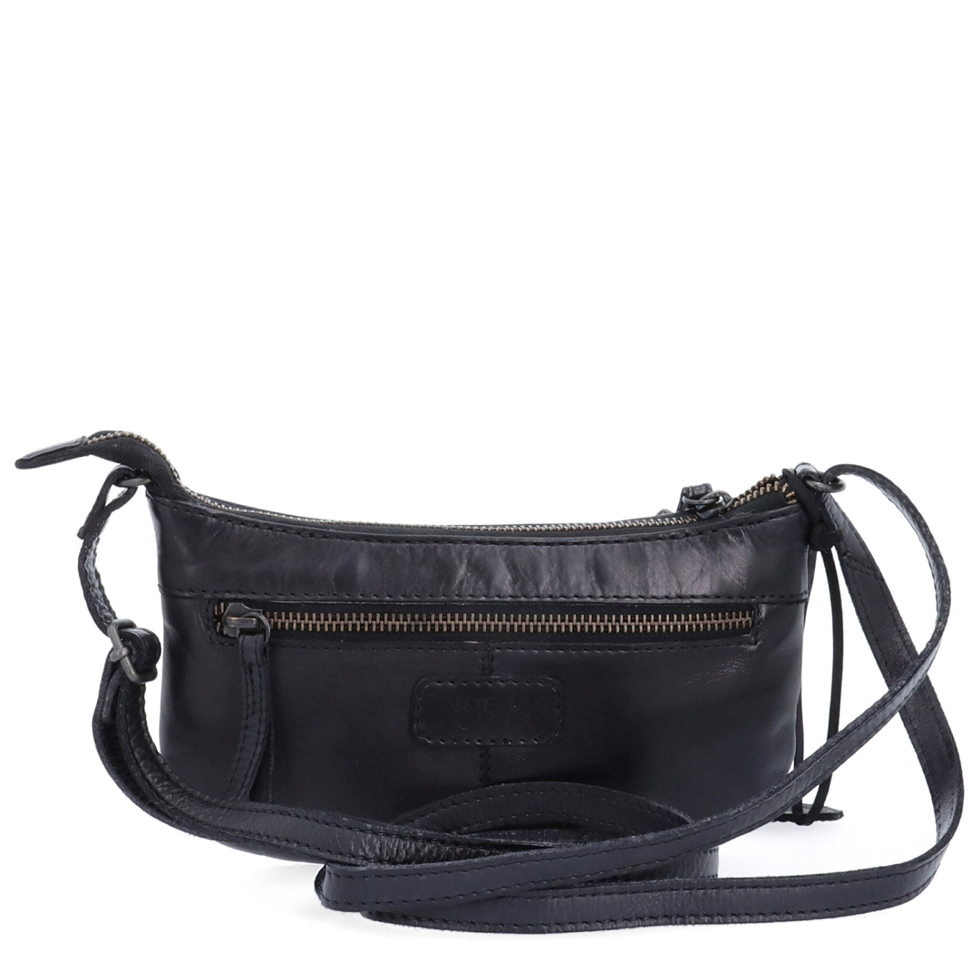 Malá elegantní kožená crossbody kabelka Noelia Bolger materiál kůže zapínání na zip barva černá velikost malá NB 2420 C Zezadu