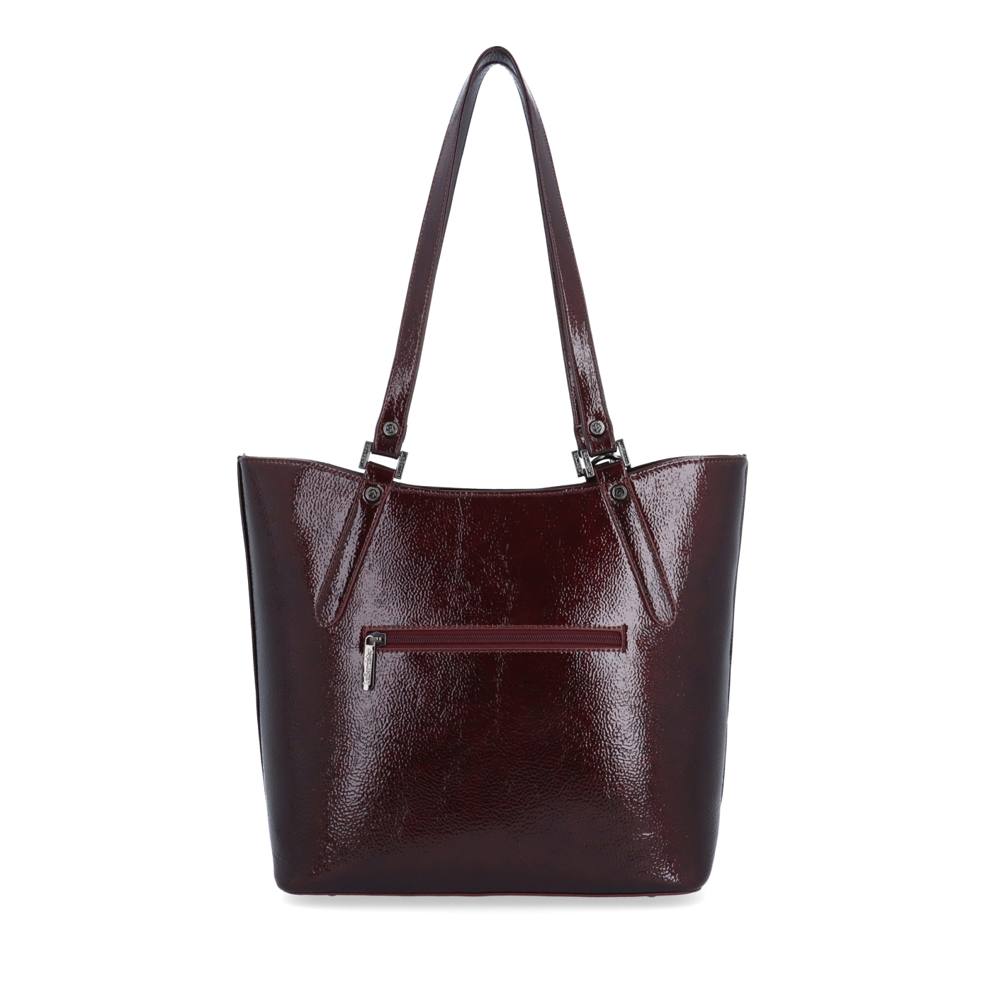 Syntetická shopper kabelka s přívěskem Le Sands materiál syntetická kůže zapínání na zip barva vínová velikost velká 4643 BO Zezadu