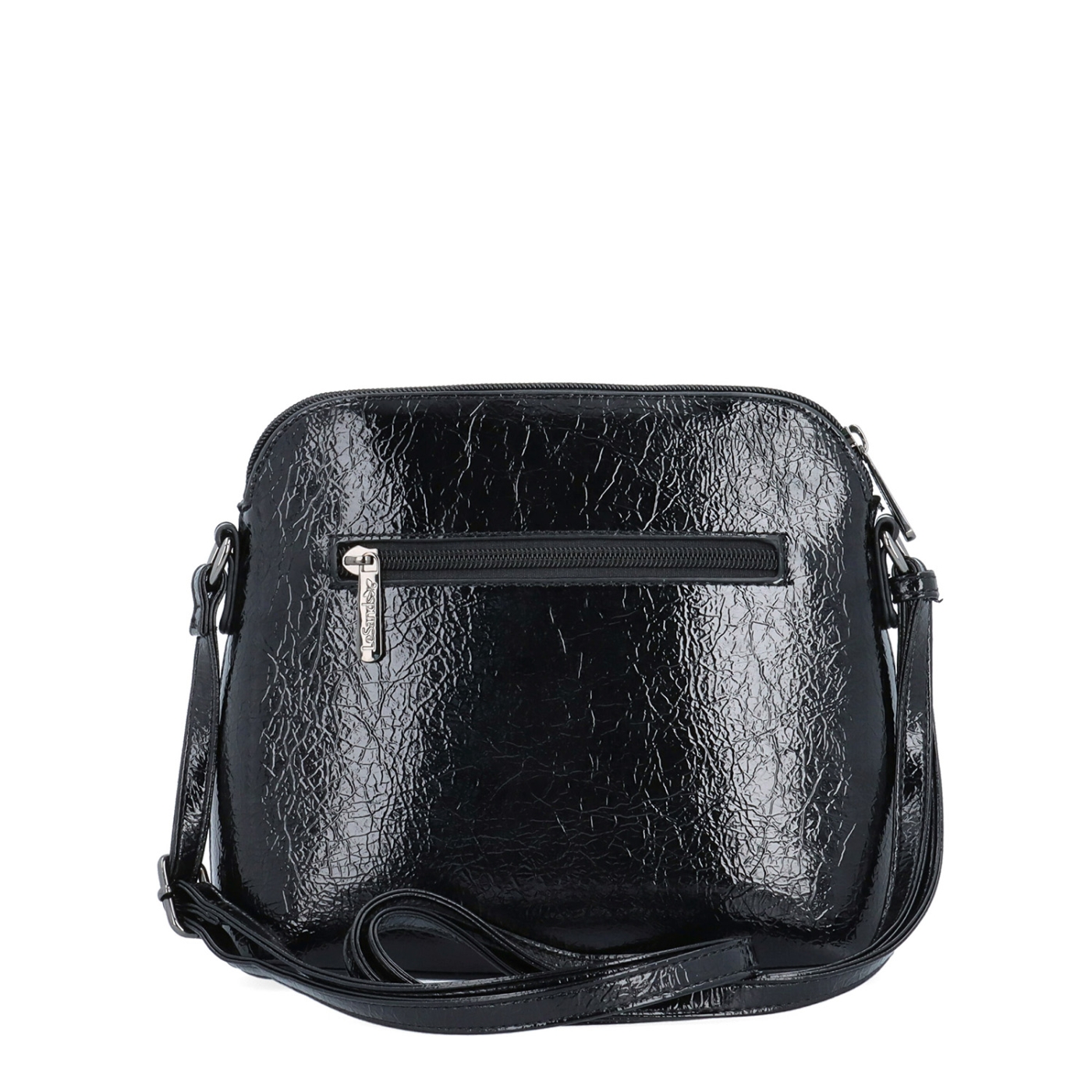 Designová crossbody vintage kabelka se strukturovaným vzorem Le Sands materiál syntetická kůže zapínání na zip barva černá velikost malá 4371 C Zezadu
