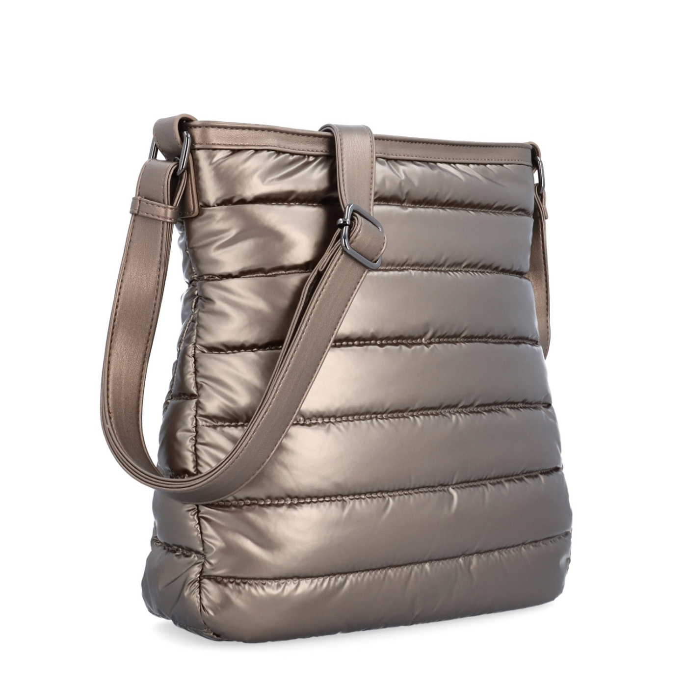 Moderní dámská kabelka z nadýchaného nylonu Carmelo materiál nylon zapínání na zip barva metalická velikost střední 4382 BR