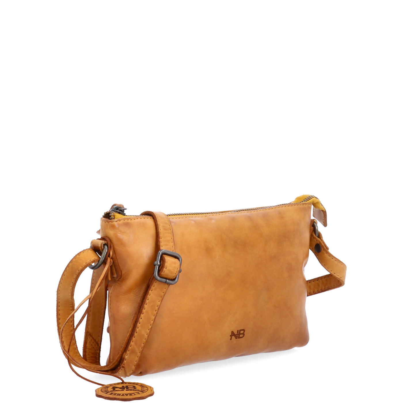 Kožená crossbody s čistými liniemi Noelia Bolger materiál kůže zapínání na zip barva žlutá velikost malá NB 2414 ZLU