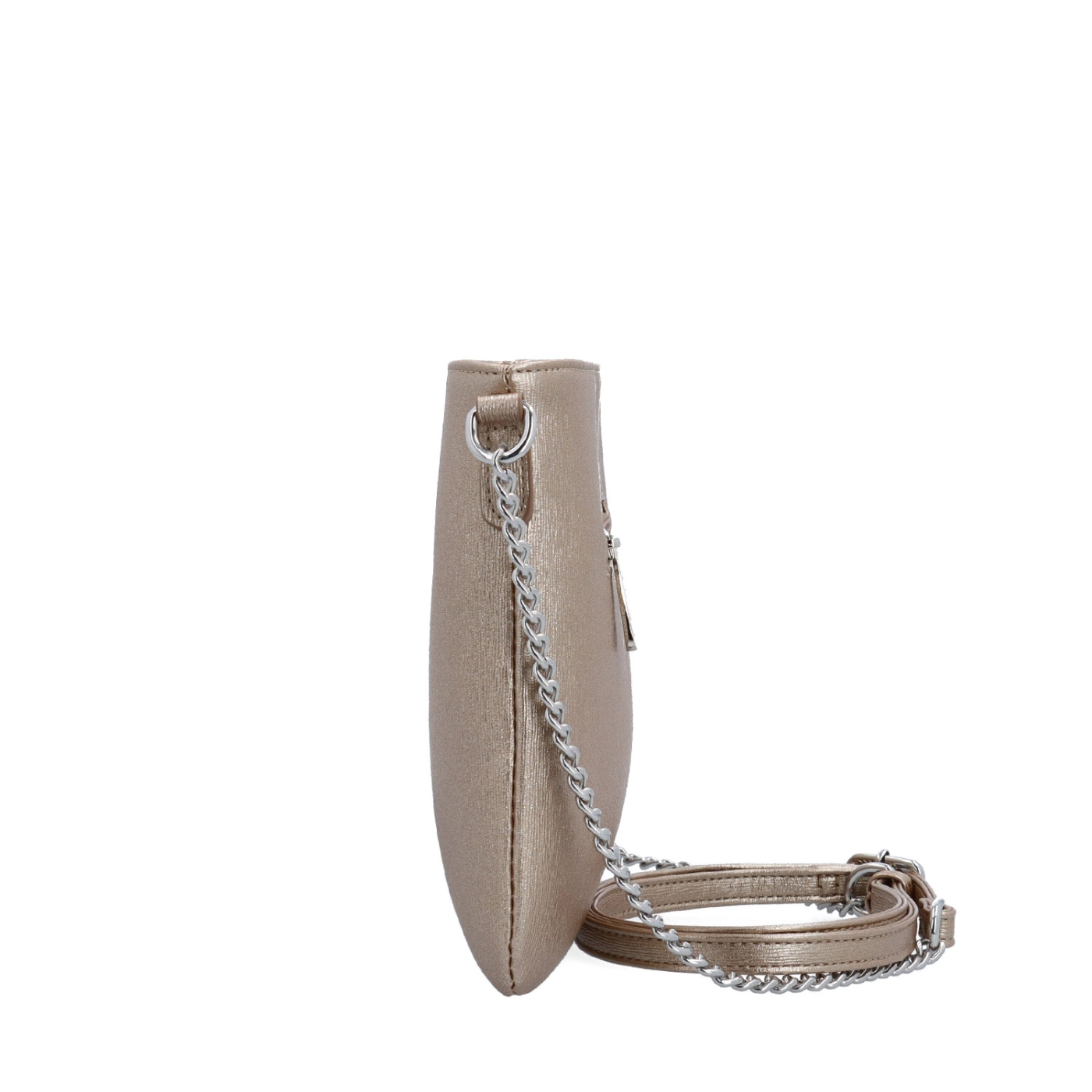 Elegantní crossbody kabelka s jemným leskem Le Sands materiál syntetická kůže zapínání na zip barva metalická velikost malá 4608 ZL Z boku