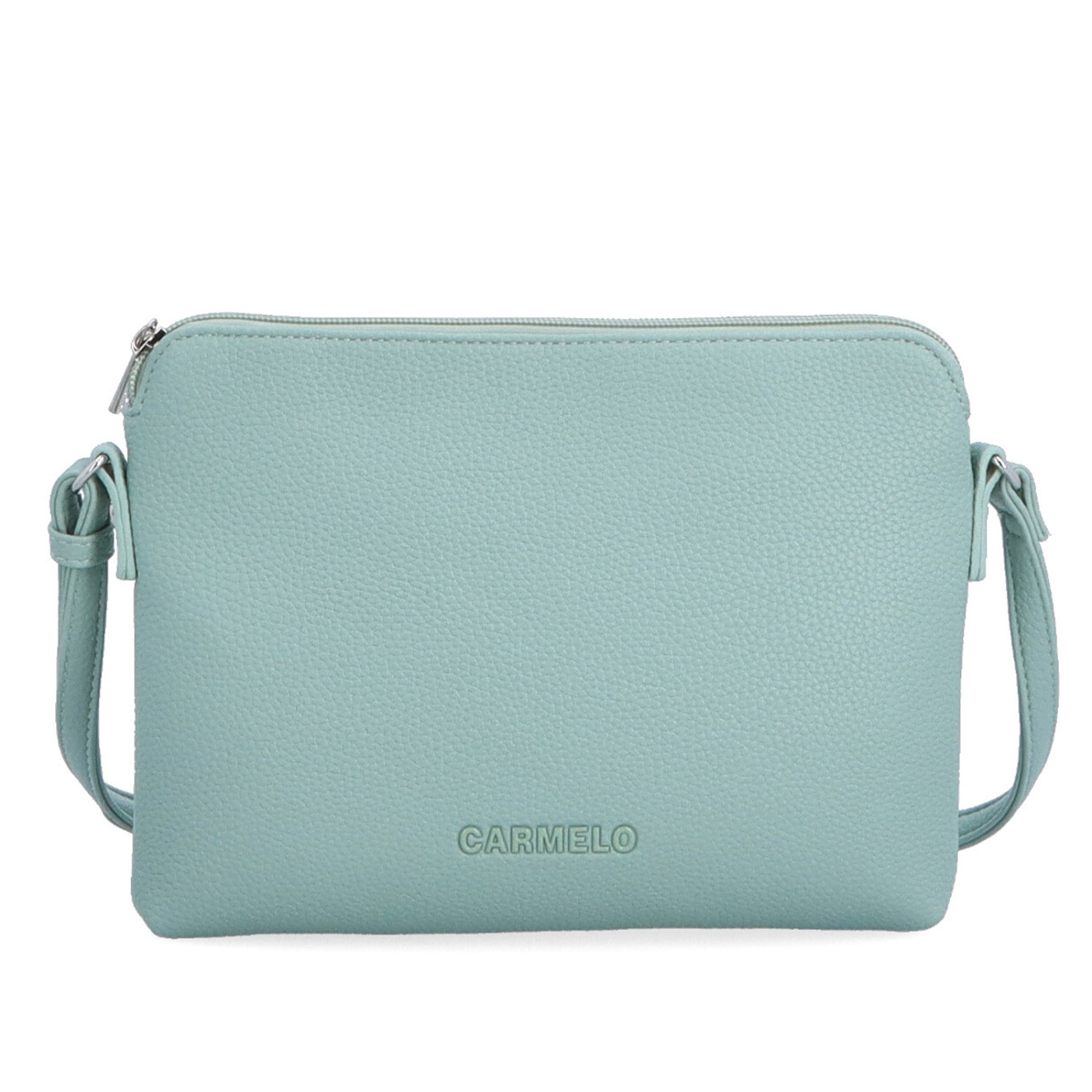 Minimalistická crossbody syntetická kabelka Carmelo materiál syntetická kůže zapínání na zip barva zelená velikost malá 4333 SZE Zepředu