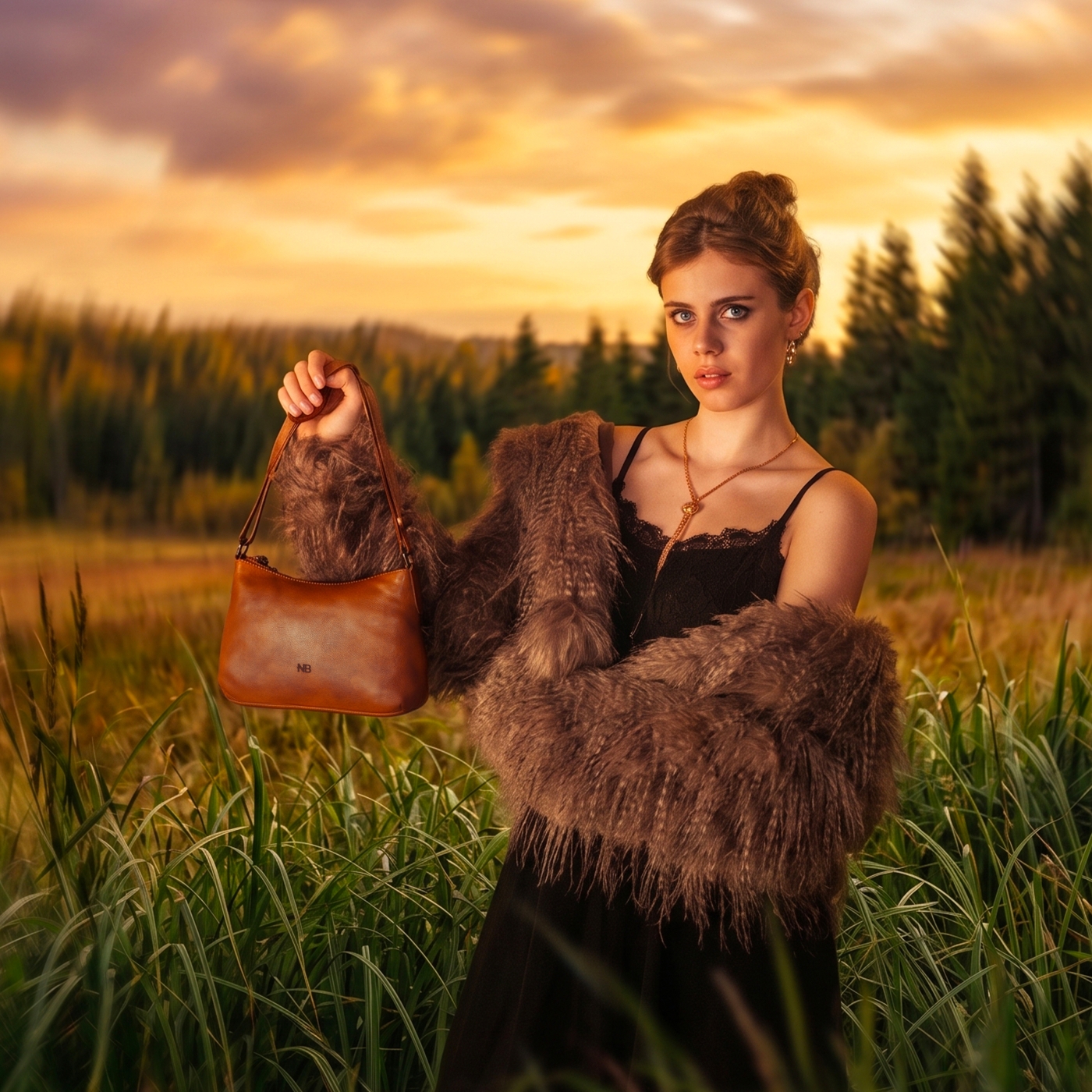 Praktická kožená crossbody na každý den Noelia Bolger materiál kůže zapínání na zip barva koňaková velikost malá NB 2406 KO Lifestyle
