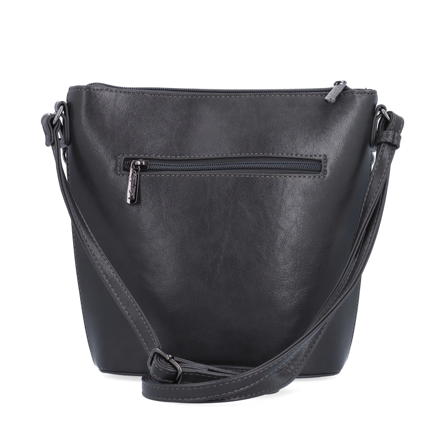 Elegantní crossbody kabelka s řetízkem Le Sands materiál syntetická kůže zapínání na zip barva šedá velikost malá 7722 TS Zezadu