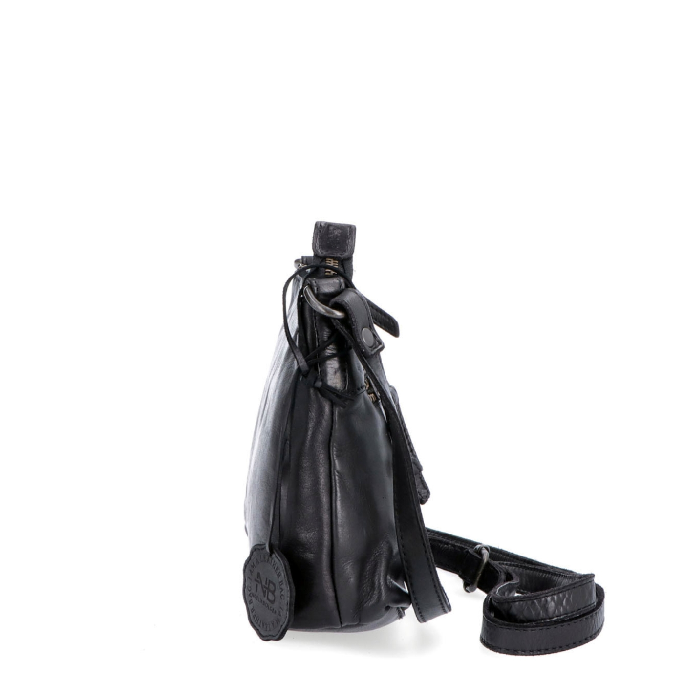 Praktická kožená crossbody na každý den Noelia Bolger materiál kůže zapínání na zip barva černá velikost malá NB 2406 C Z boku