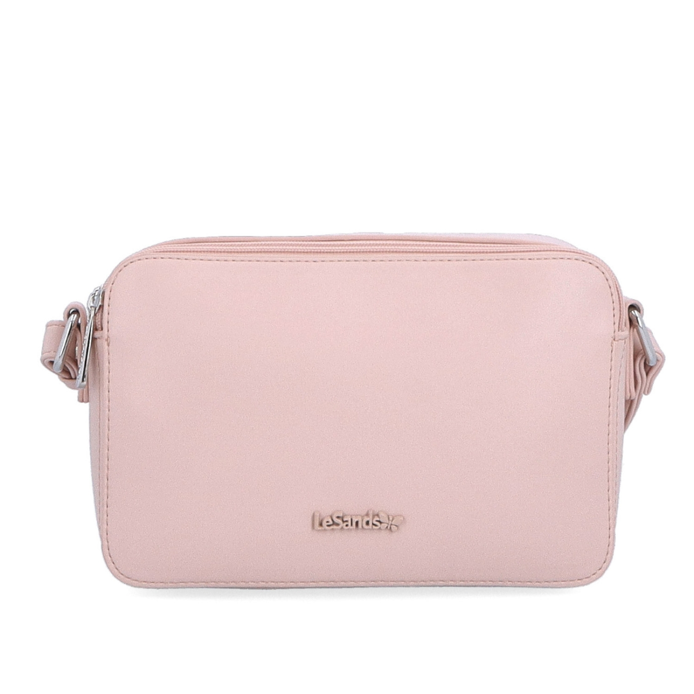 Praktická crossbody kabelka se dvěma kapsami Le Sands materiál syntetická kůže zapínání na zip barva růžová velikost malá 7717 R Zepředu