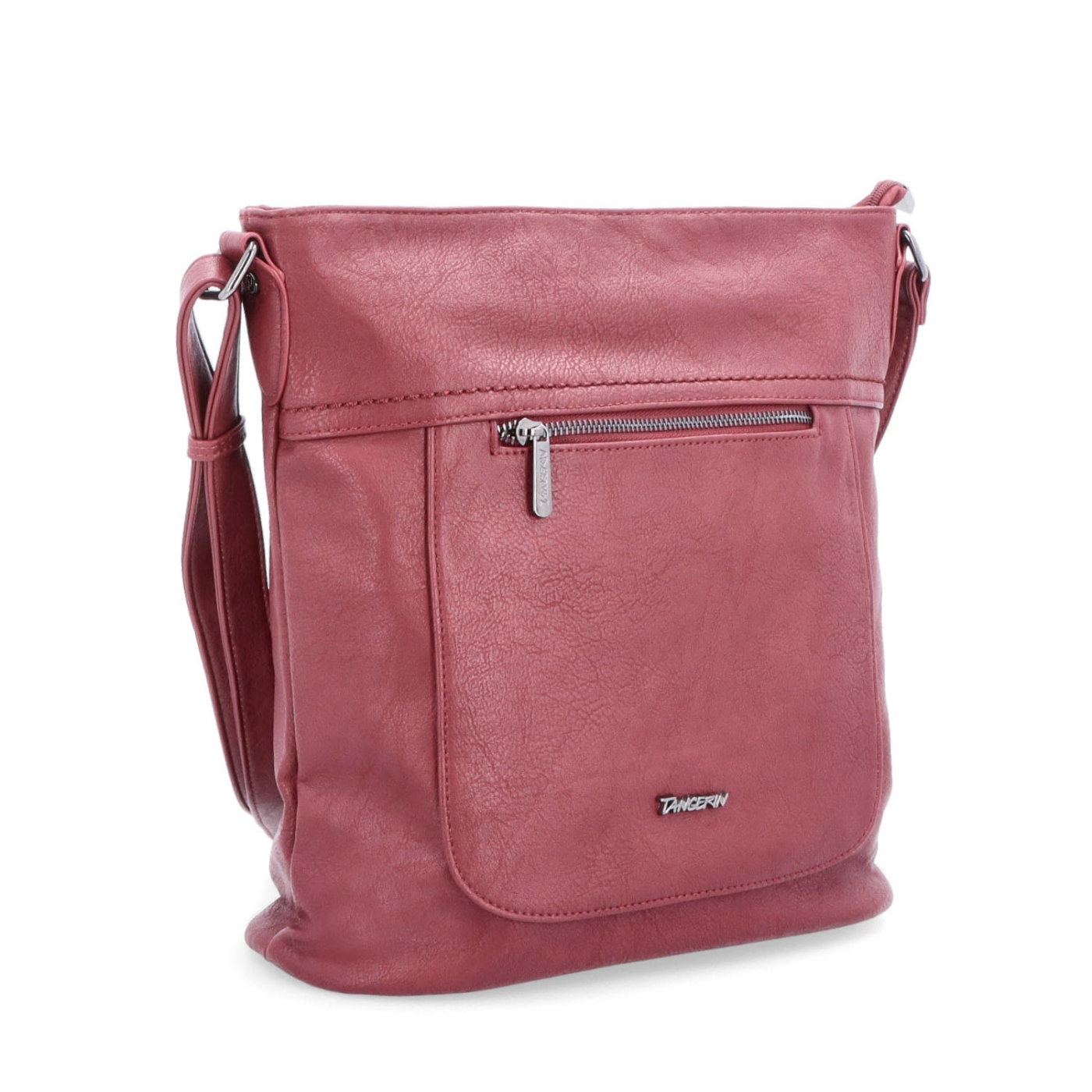 Crossbody kabelka s přední a zadní kapsou Tangerin materiál syntetická kůže zapínání na zip barva vínová velikost střední 8036 BO