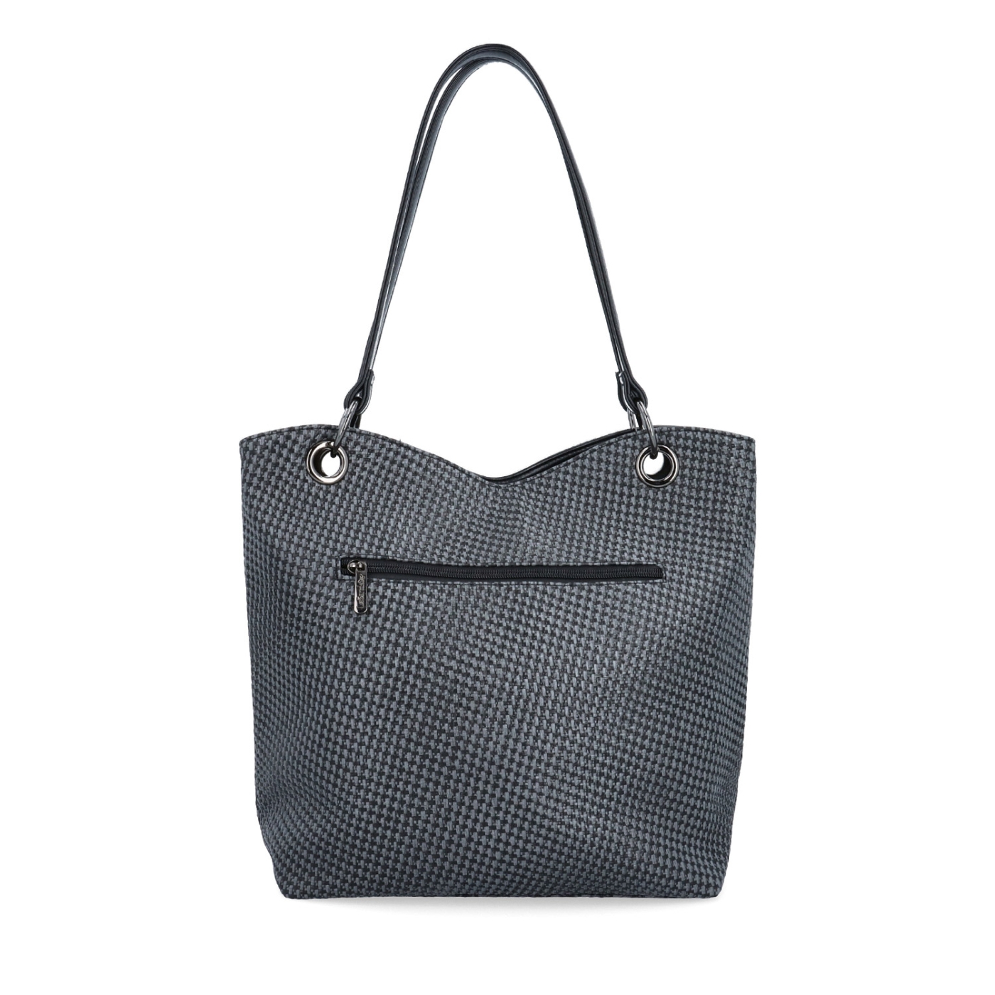 Praktická shopper kabelka s členěným interiérem LeSands materiál syntetická kůže zapínání na zip barva černá velikost velká 4619 C Zezadu