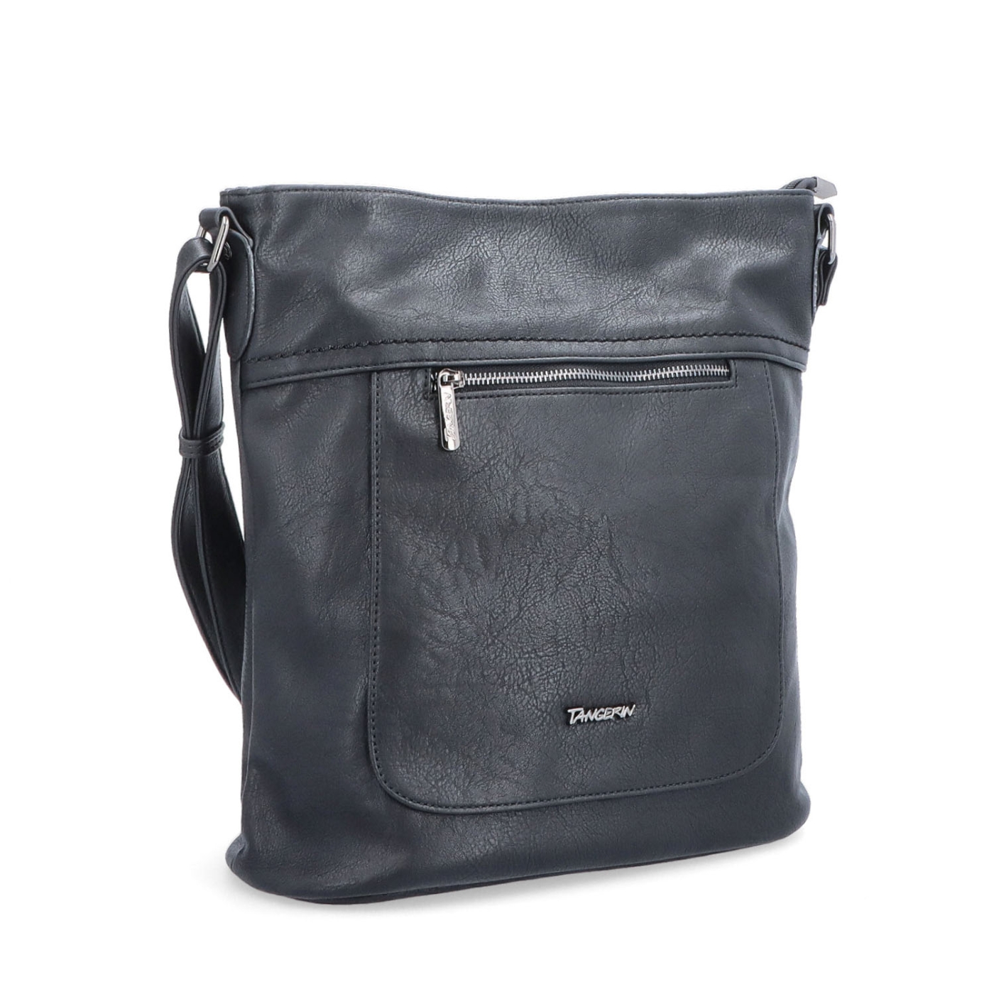 Crossbody kabelka s přední a zadní kapsou Tangerin materiál syntetická kůže zapínání na zip barva černá velikost střední 8036 C