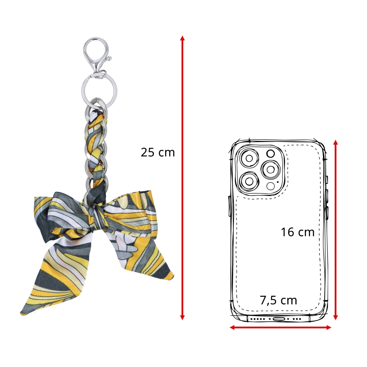 Přívěsek na kabelku s mašlí a karabinkou Indee materiál textil barva multicolor D013