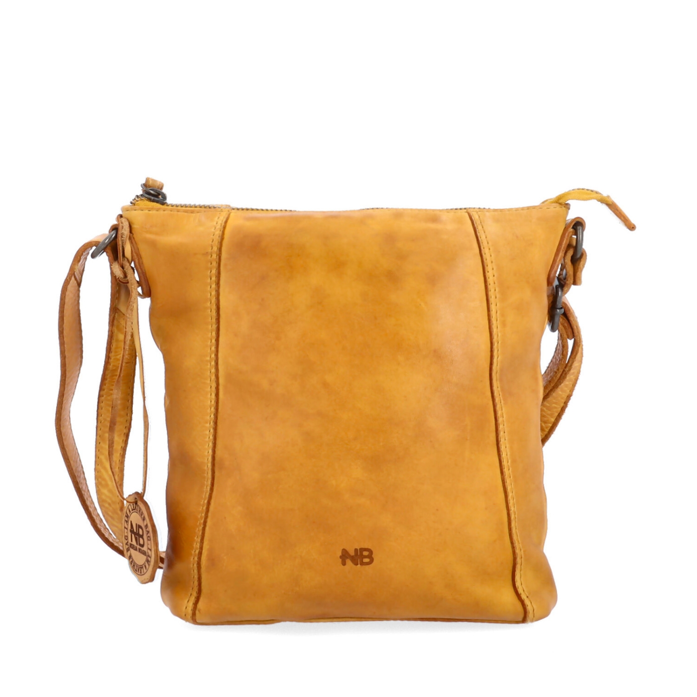 Malá kožená crossbody s prošitím Noelia Bolger materiál kůže zapínání na zip barva žlutá velikost malá NB 2086 ZLU Zepředu