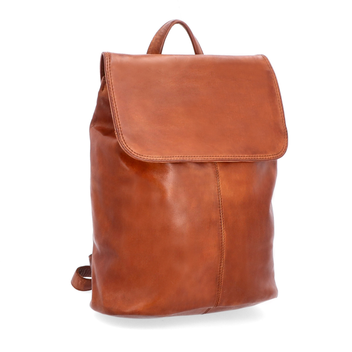 Kožený městský batoh s klopou Noelia Bolger materiál kůže zapínání na zip barva koňaková velikost střední NB 2401 KO