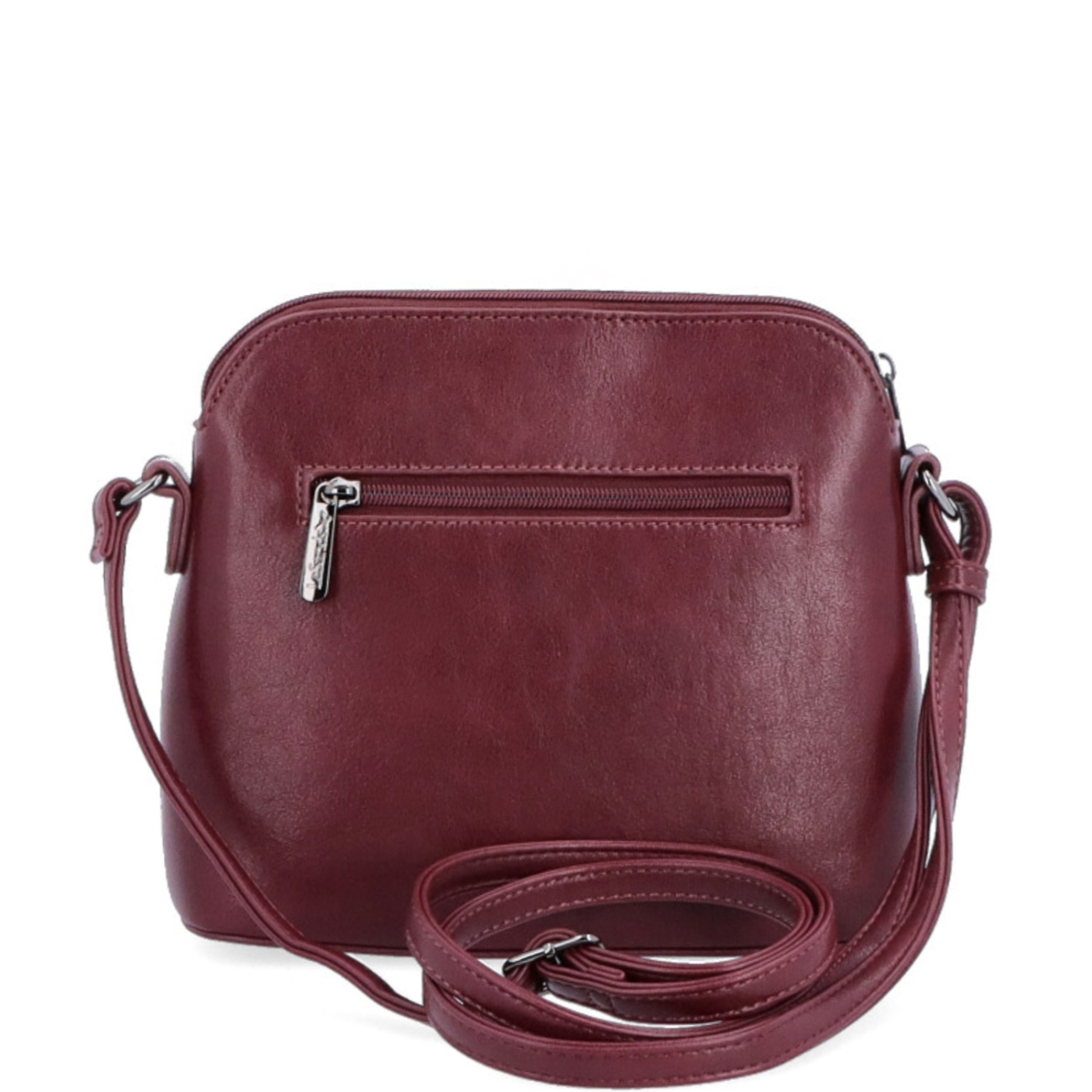 Malá minimalistická crossbody kabelka LeSands materiál syntetická kůže zapínání na zip barva vínová velikost malá 7712 BO Zezadu