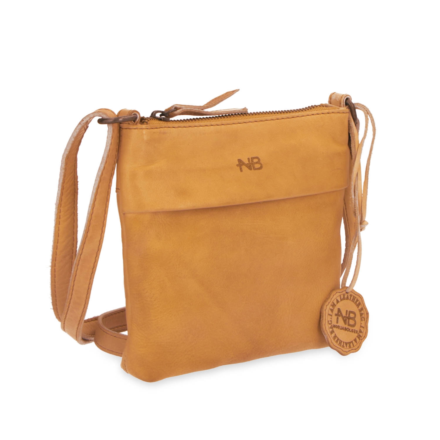 Malá kožená crossbody se zapínáním na zip Noelia Bolger materiál kůže zapínání na zip barva žlutá velikost malá NB 2090 ZLU
