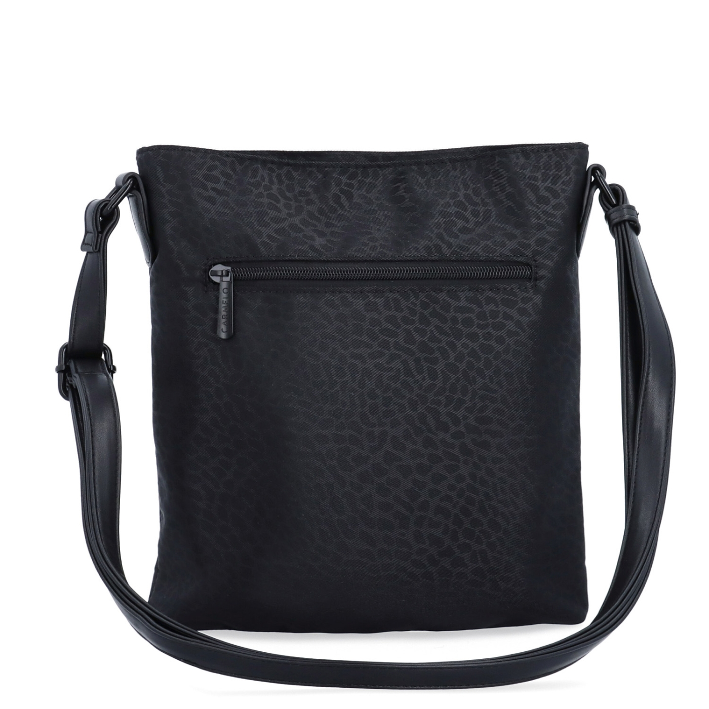 Stylová dámská crossbody kabelka z nylonu Carmelo materiál nylon zapínání na zip barva černá velikost malá 6606 C LE Zezadu