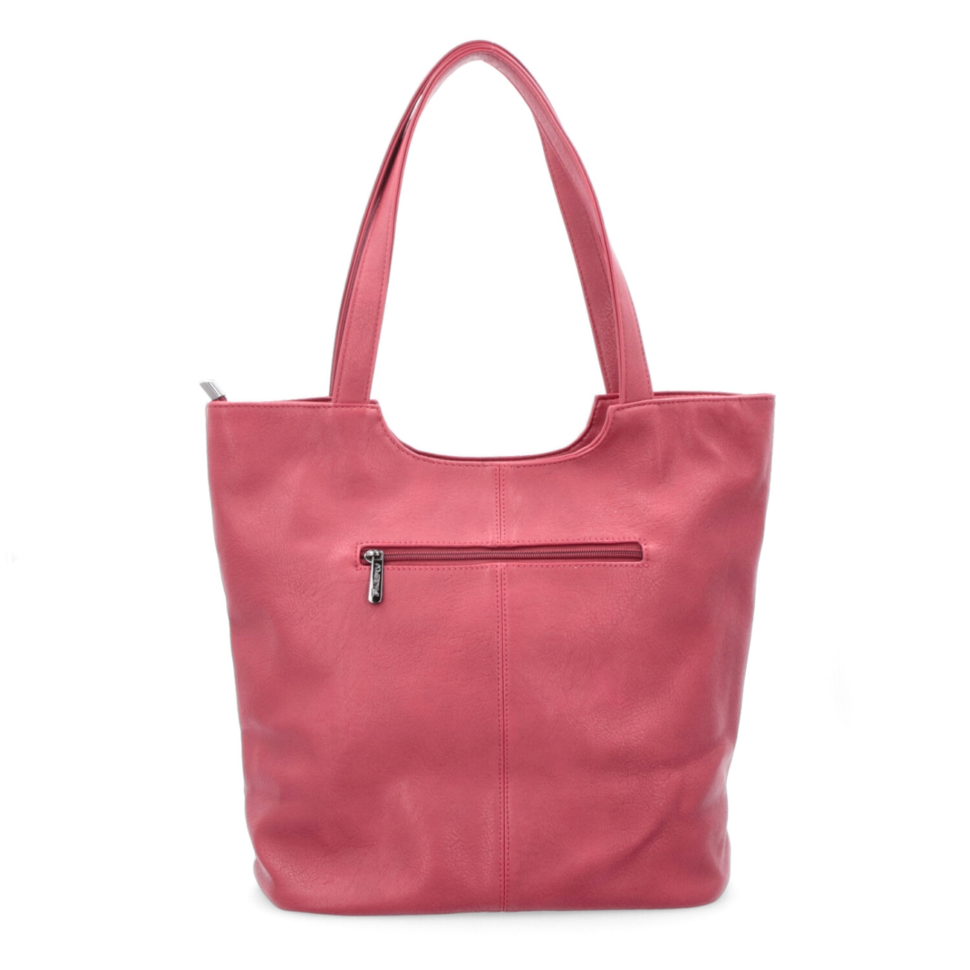 Velká shopper kabelka z měkčí syntetické kůže Tangerin materiál syntetická kůže zapínání na zip barva červená velikost velká 8010 CV Zezadu