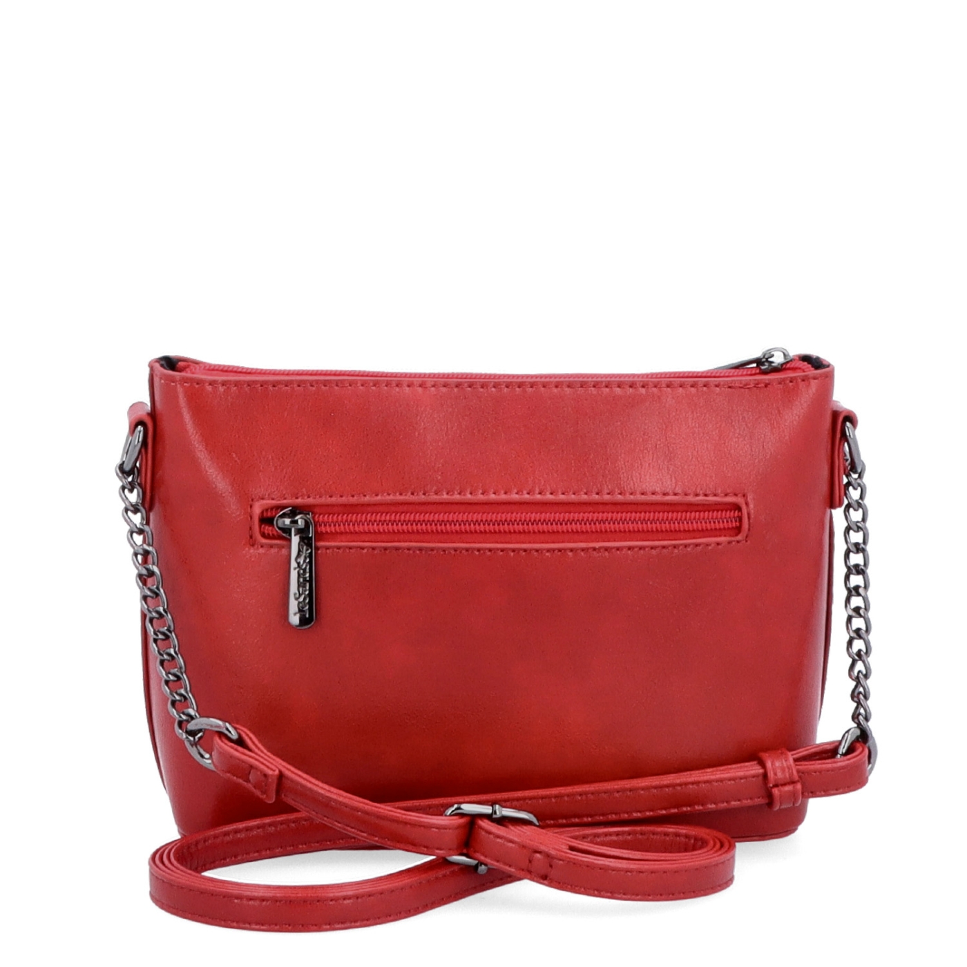 Společenská crossbody kabelka s řetízkem Le Sands materiál syntetická kůže zapínání na zip barva červená velikost malá 7708 CV Zezadu