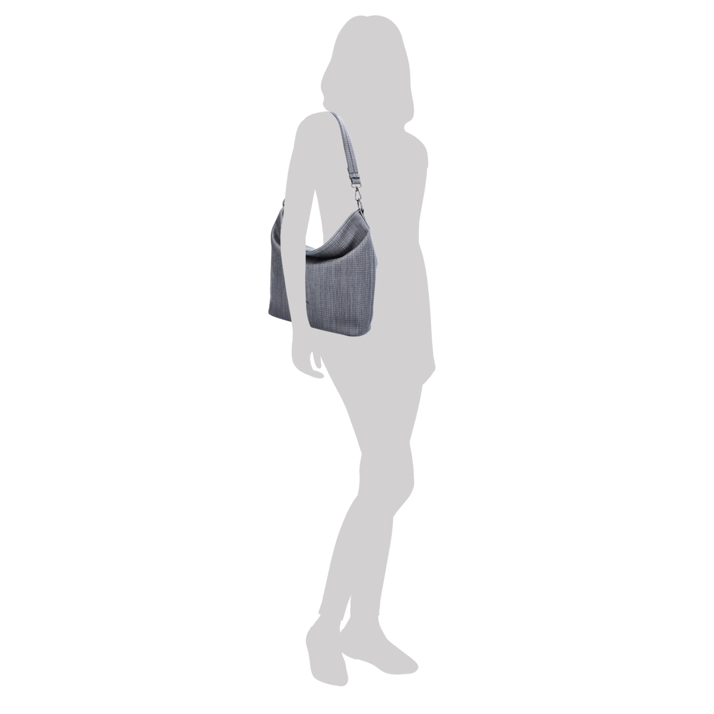 Originální hobo bag Carmelo materiál syntetická kůže zapínání na zip barva béžová velikost střední 4304 K Na postavě