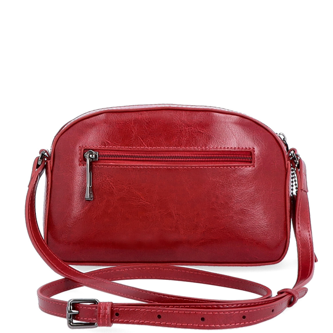 Malá minimalistická kožená crossbody kabelka Noelia Bolger materiál kůže zapínání na zip barva červená velikost malá NB 0106 TCV Zezadu