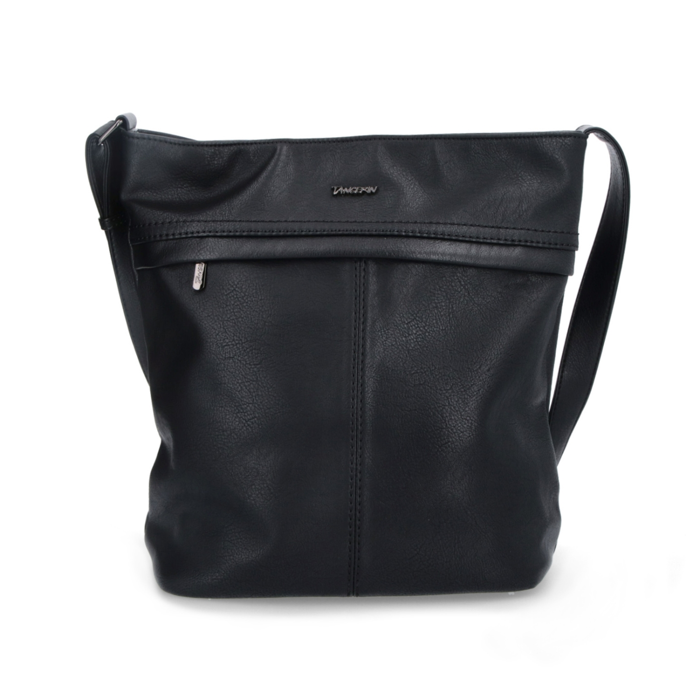 Velká crossbody kabelka z měkké syntetické kůže Tangerin materiál syntetická kůže zapínání na zip barva černá velikost velká 8001 C Zepředu