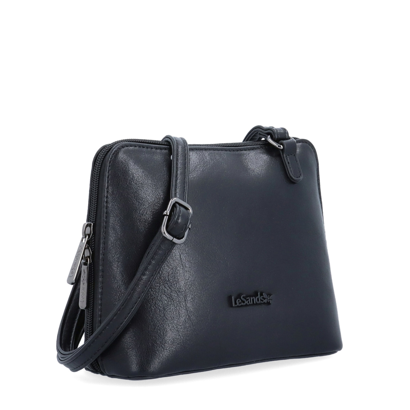 Praktická crossbody kabelka s děleným vnitřkem Le Sands materiál syntetická kůže zapínání na zip barva černá velikost malá 7723 C