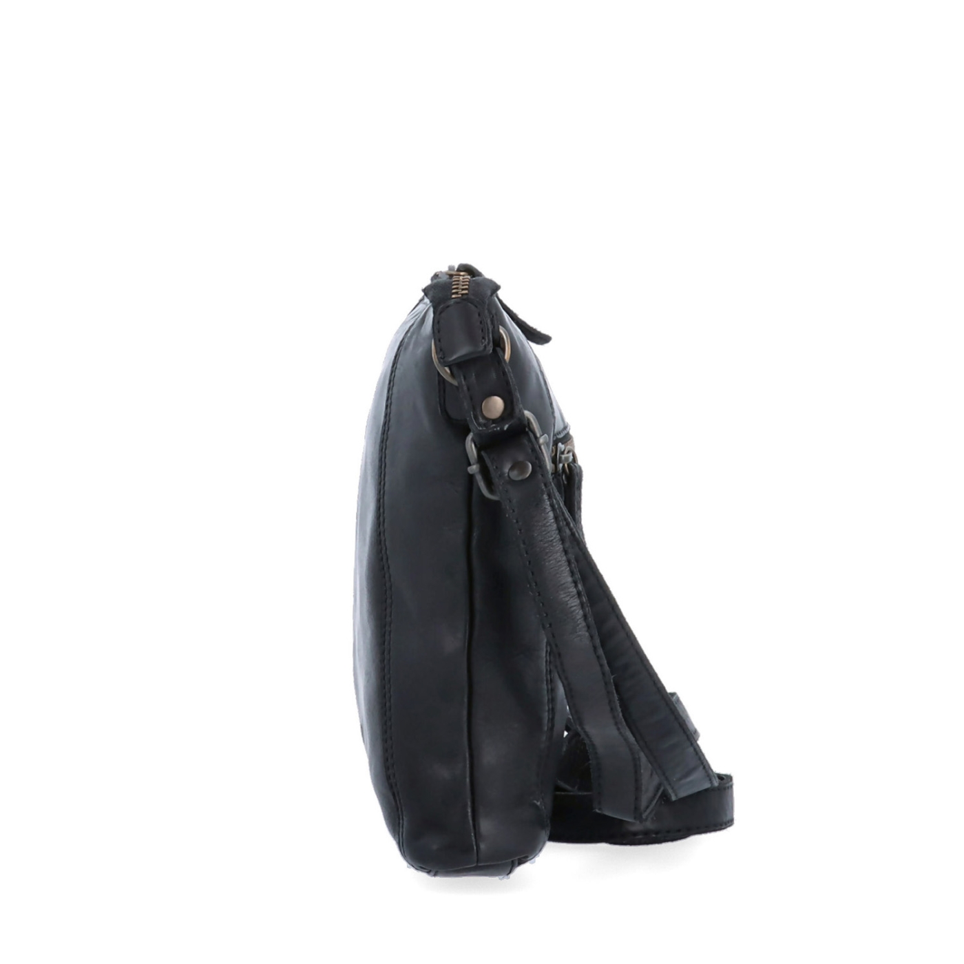 Malá kožená crossbody s prošitím Noelia Bolger materiál kůže zapínání na zip barva černá velikost malá NB 2086 C Z boku