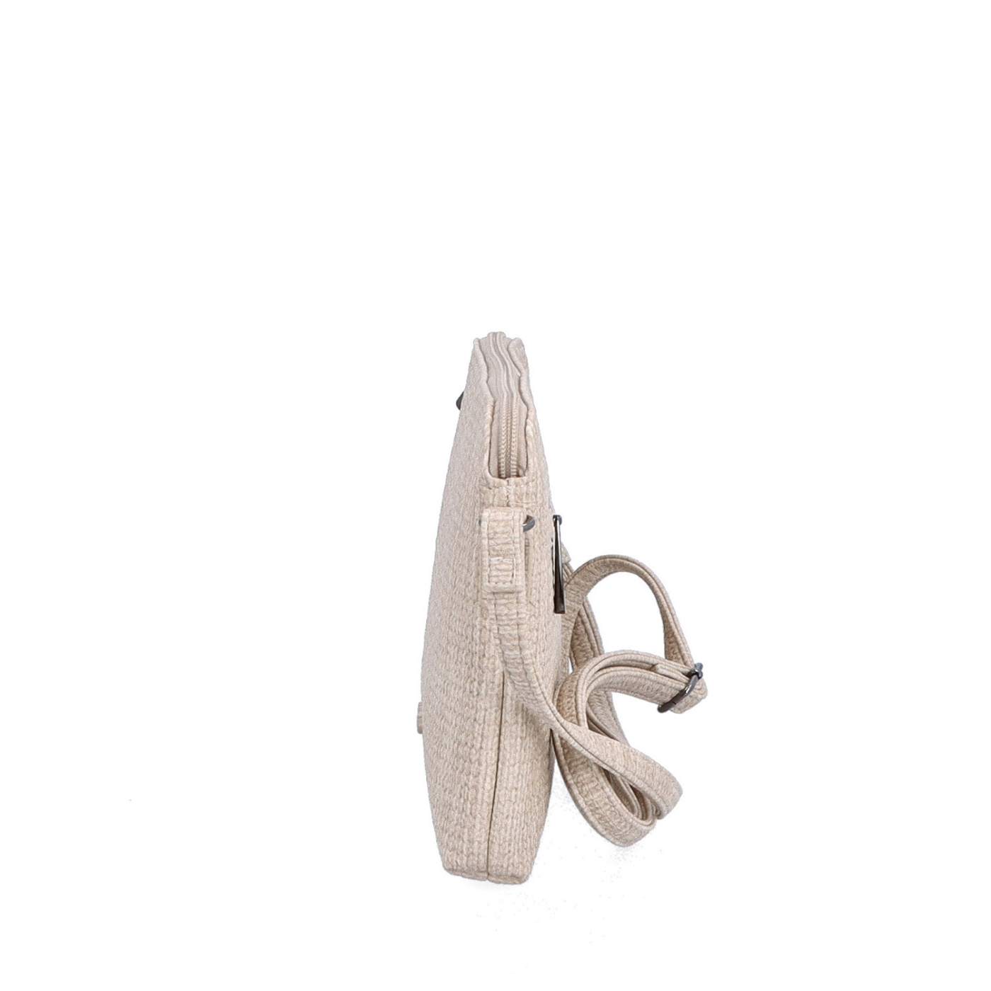 Malá crossbody kabelka s jemným elegantním vzorem Carmelo materiál syntetická kůže zapínání na zip barva béžová velikost malá 4337 BE Z boku