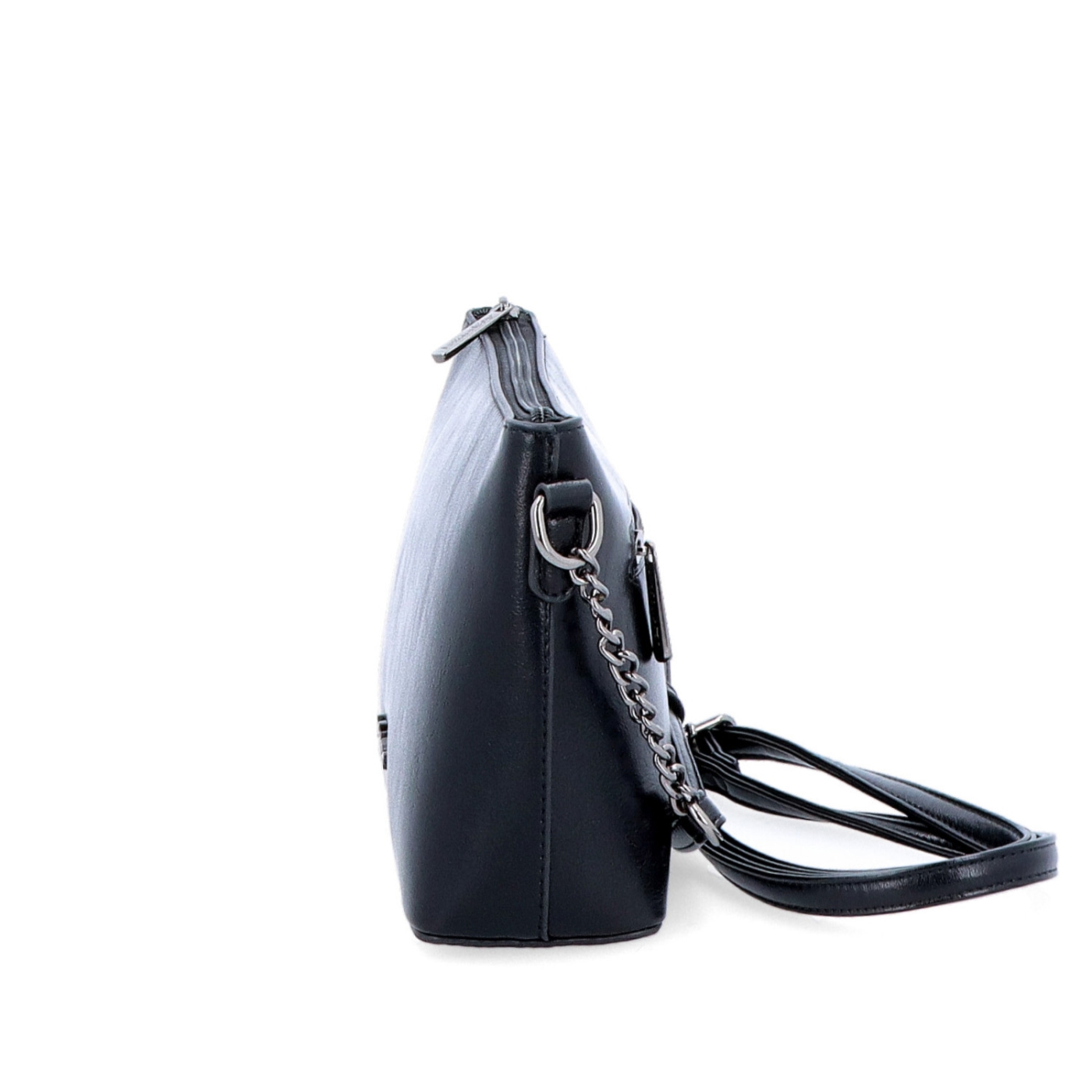 Společenská crossbody kabelka s řetízkem Le Sands materiál syntetická kůže zapínání na zip barva černá velikost malá 7708 C Z boku