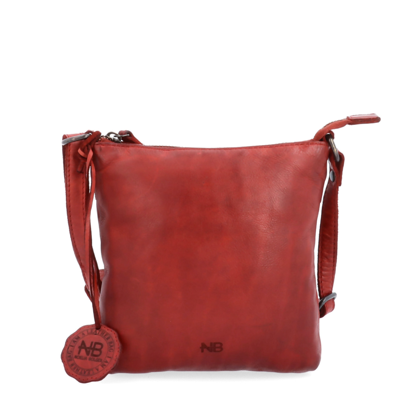 Elegantní kožená crossbody kabelka Noelia Bolger materiál kůže zapínání na zip barva červená velikost malá NB 2415 CV Zepředu