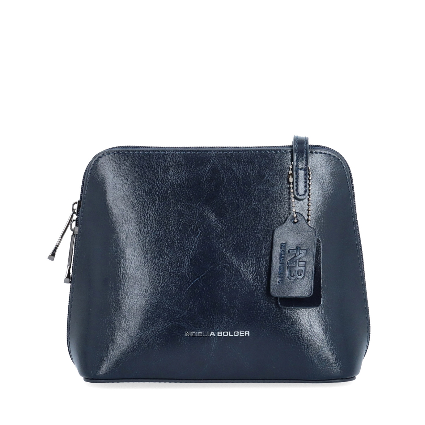Kožená crossbody kabelka s promyšleným členěním Noelia Bolger materiál kůže zapínání na zip barva modrá velikost malá NB 0115 TM Zepředu