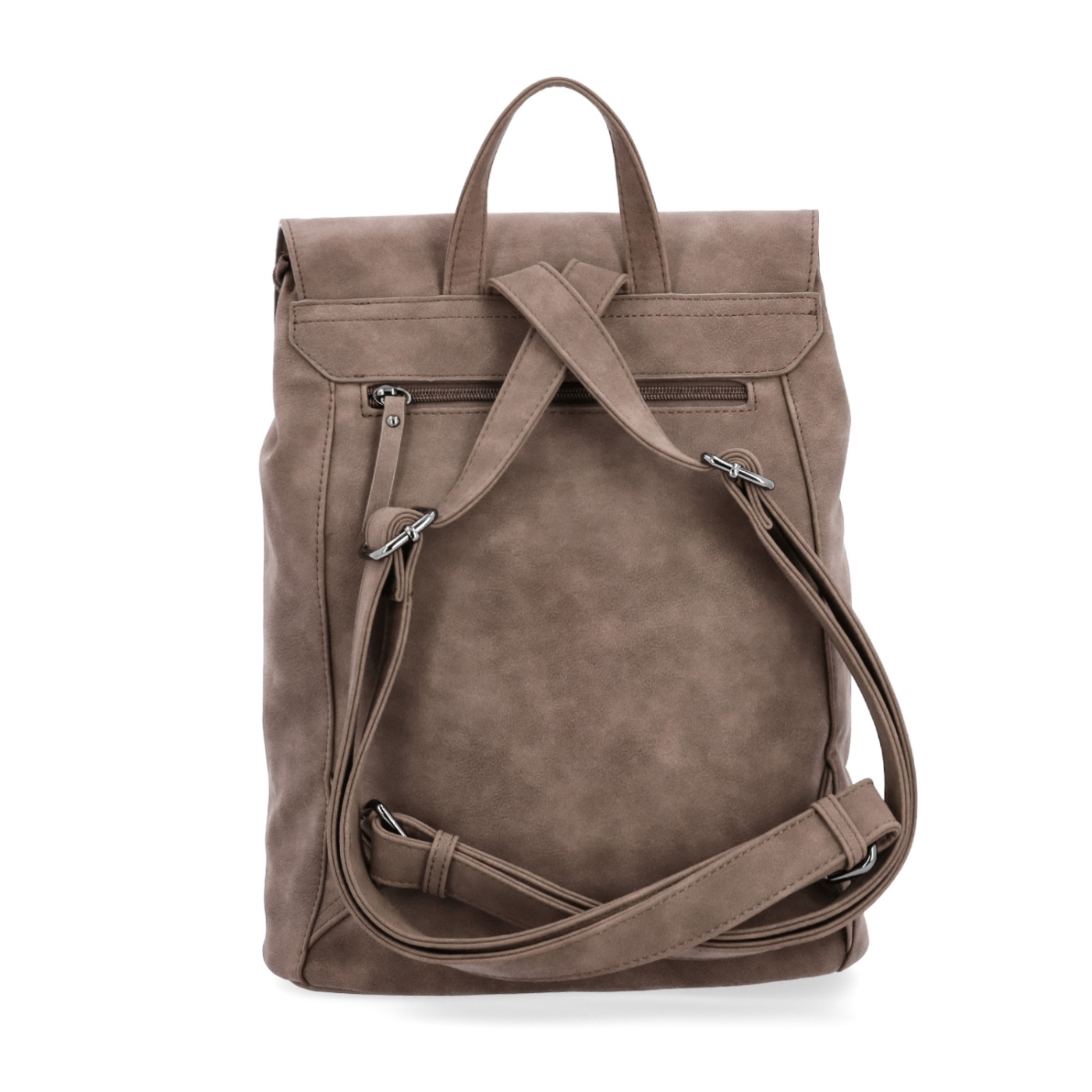 Elegantní městský batoh ze syntetiky Tangerin materiál syntetická kůže zapínání na zip barva hnědá velikost střední 1100 H Zezadu