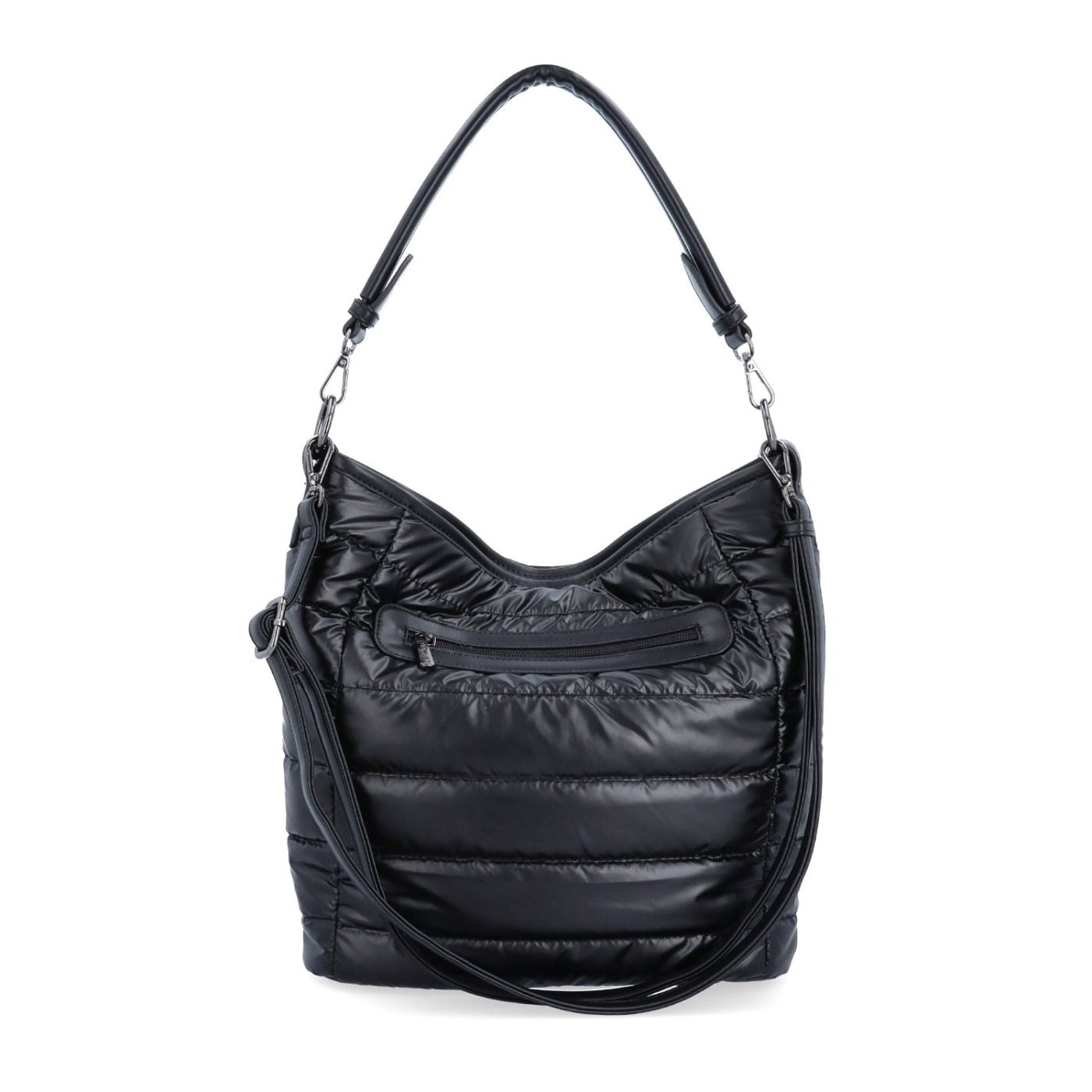 Měkká kabelka s prošíváním a elegantním nádechem Carmelo materiál nylon zapínání na zip barva černá velikost střední 4383 C Zezadu