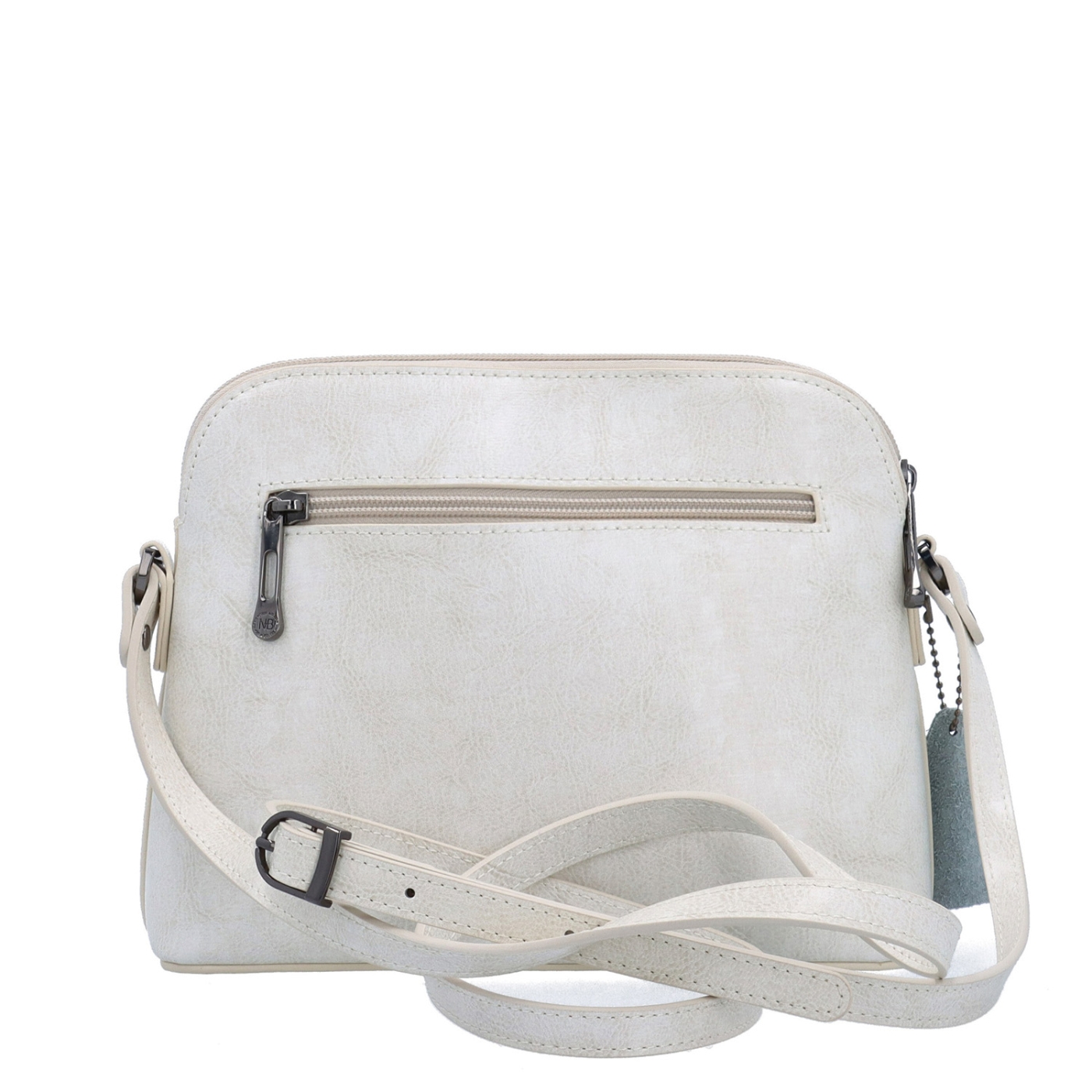 Minimalistická kožená crossbody kabelka na každý den Noelia Bolger materiál kůže zapínání na zip barva bílá velikost malá NB 0116 OW Zezadu