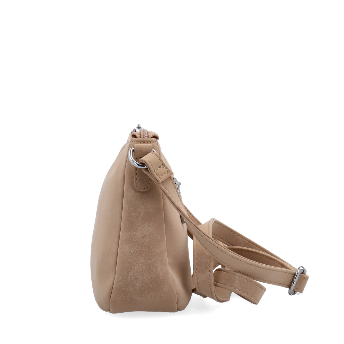 Malá minimalistická crossbody kabelka s hebkým povrchem Tangerin materiál syntetická kůže zapínání na zip barva béžová velikost malá 7016 SAN Z boku