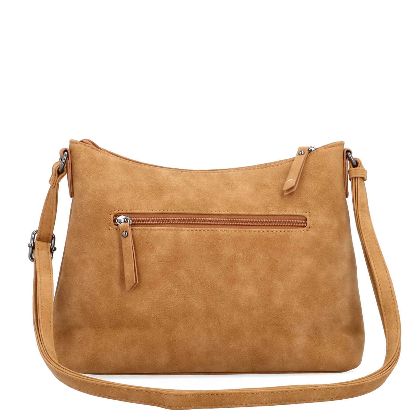 Dámská elegantní crossbody kabelka Tangerin materiál syntetická kůže zapínání na zip barva koňaková velikost malá 1110 CAM Zezadu