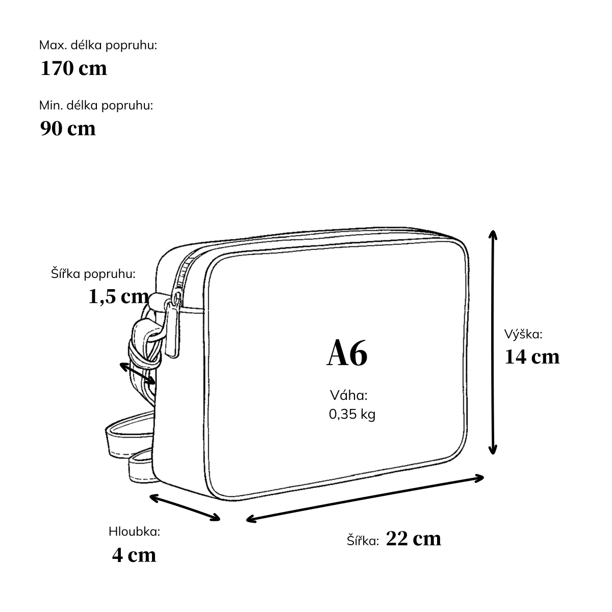 Minimalistická kožená crossbody kabelka Noelia Bolger materiál kůže zapínání na zip barva koňaková velikost malá NB 2407 KO Rozměry