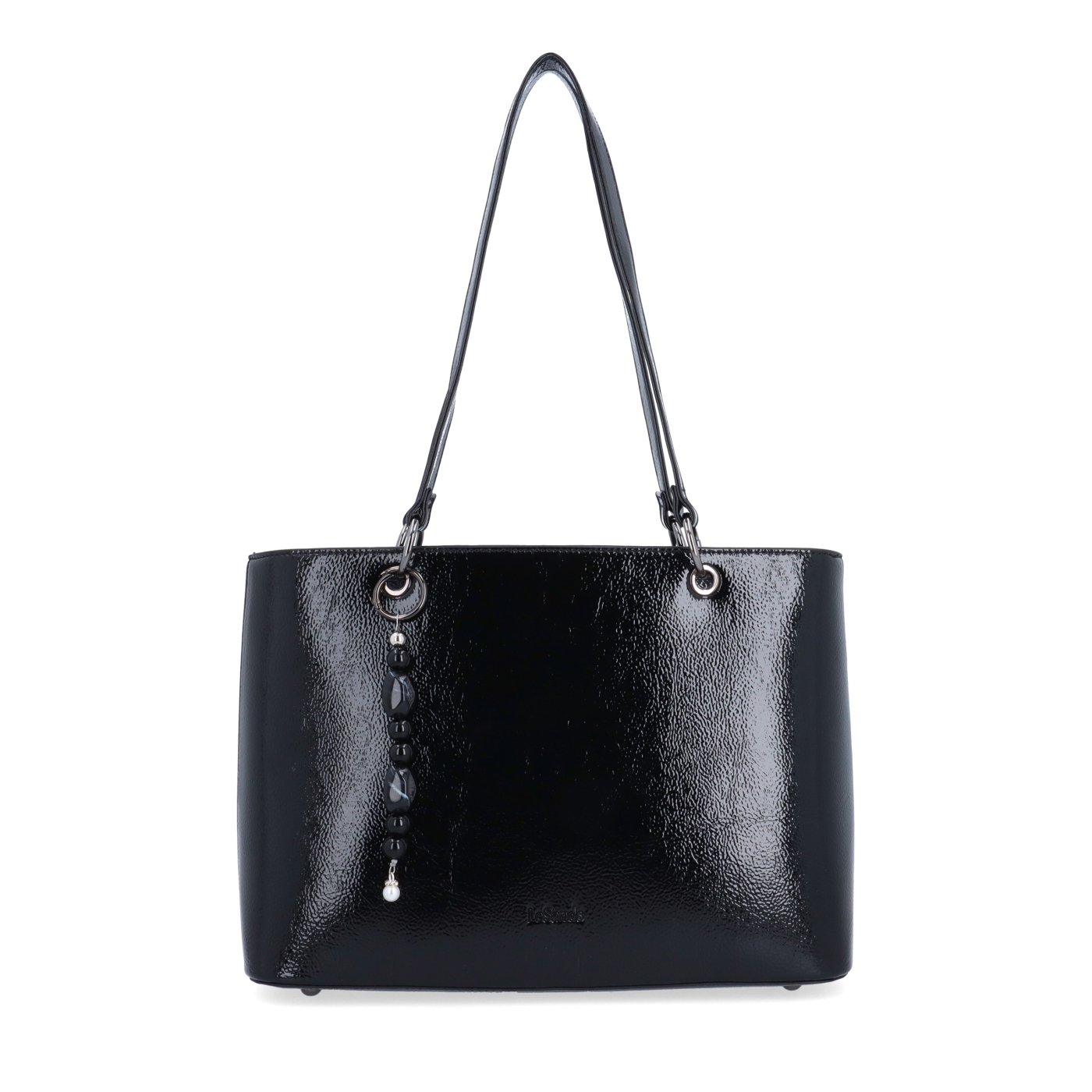 Stylová shopper kabelka přes rameno LeSands materiál syntetická kůže zapínání na zip barva černá velikost velká 4641 C Zepředu