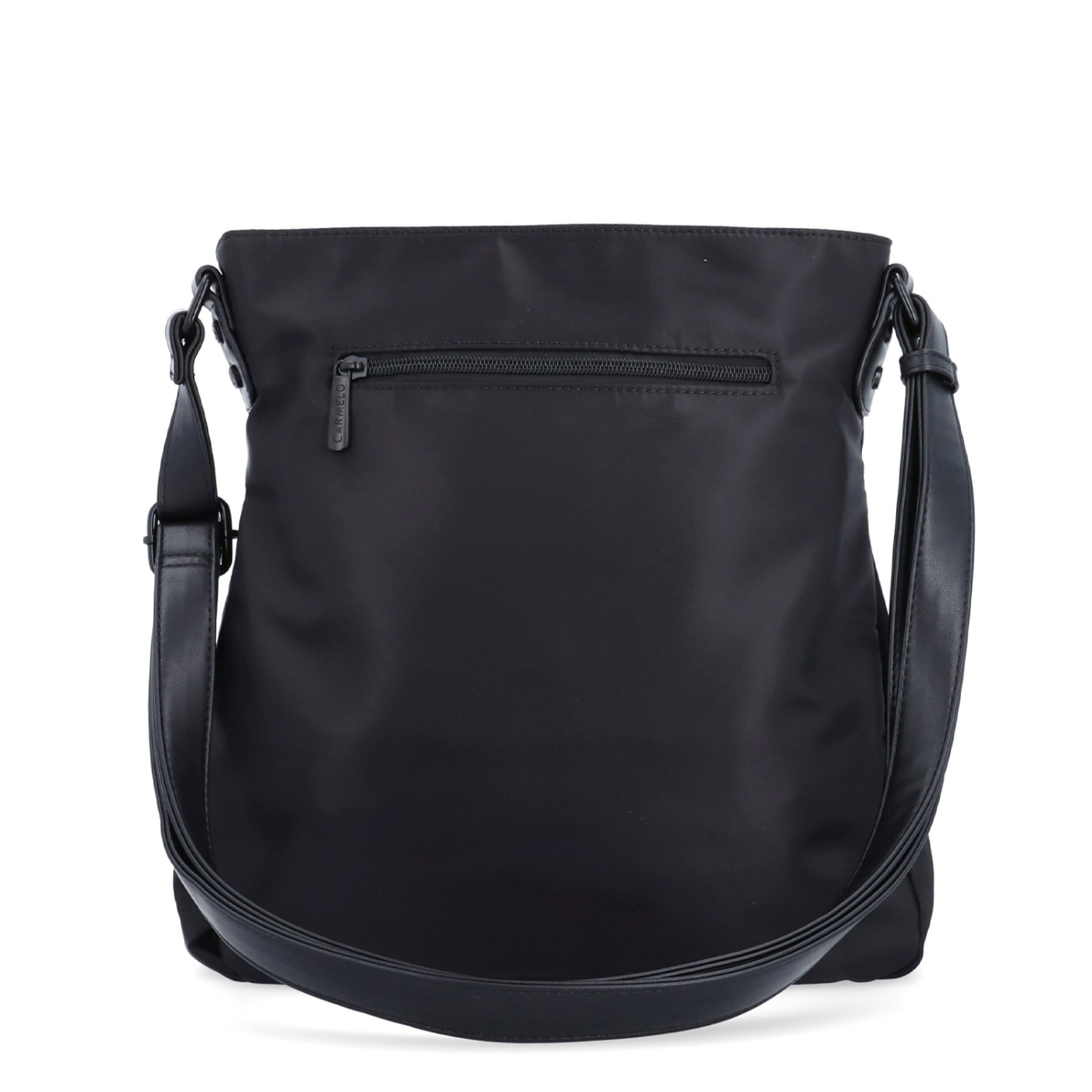 Crossbody kabelka v minimalistickém stylu Carmelo materiál nylon zapínání na zip barva černá velikost střední 6605 C Zezadu