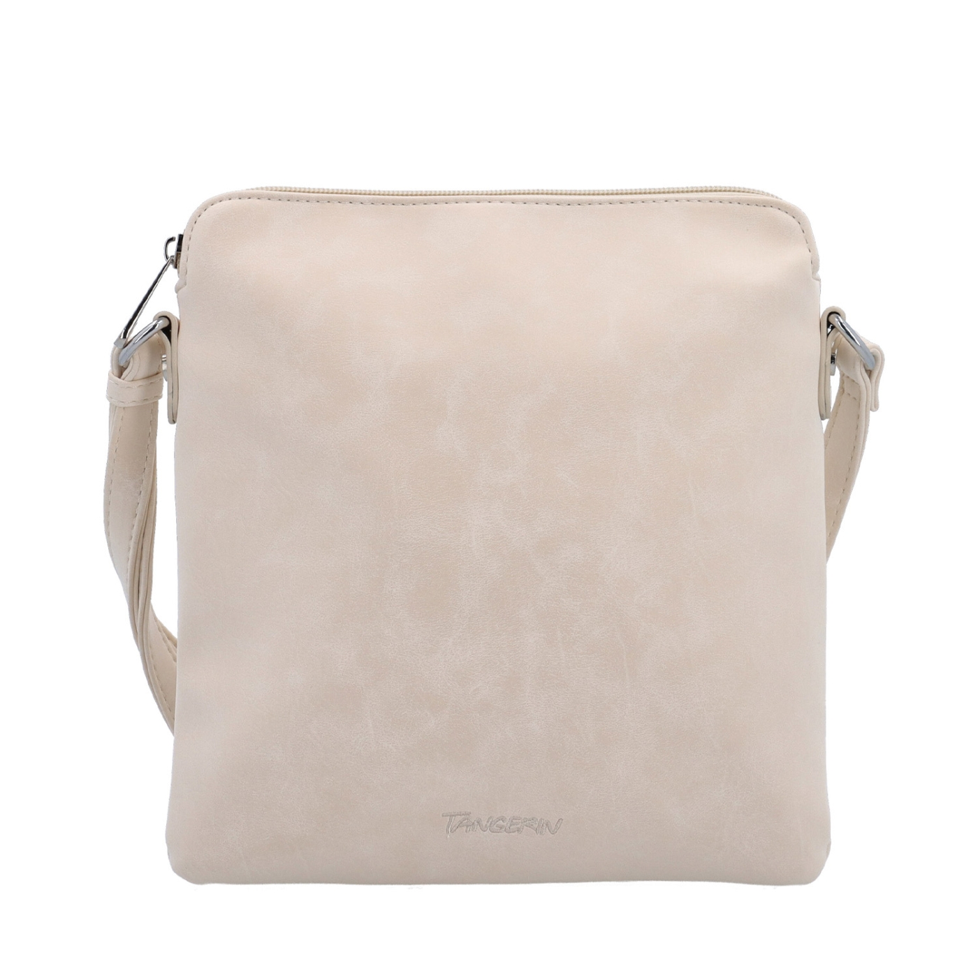 Menší crossbody kabelka z hebkého materiálu Tangerin materiál syntetická kůže zapínání na zip barva béžová velikost malá 7017 BE Zepředu