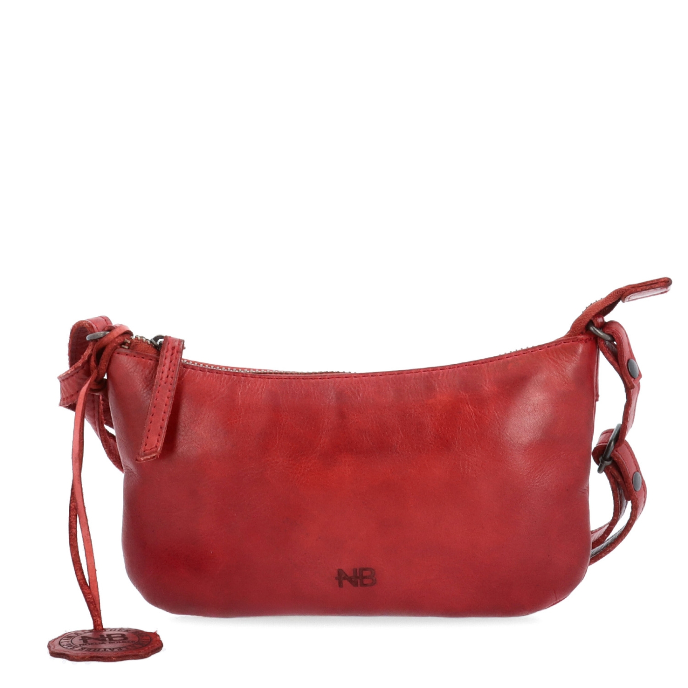 Malá elegantní kožená crossbody kabelka Noelia Bolger materiál kůže zapínání na zip barva červená velikost malá NB 2420 CV Zepředu