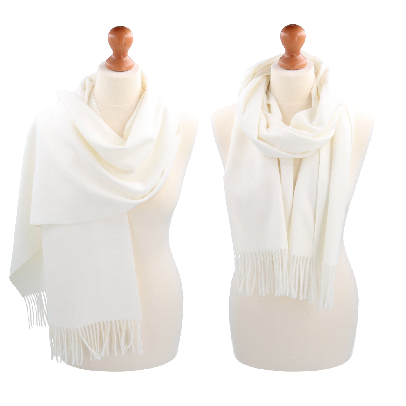 Elegantní jednobarevná šála s třásněmi Noelia Bolger materiál Polyester s příměsí vlny barva bílá KZ003 - 02