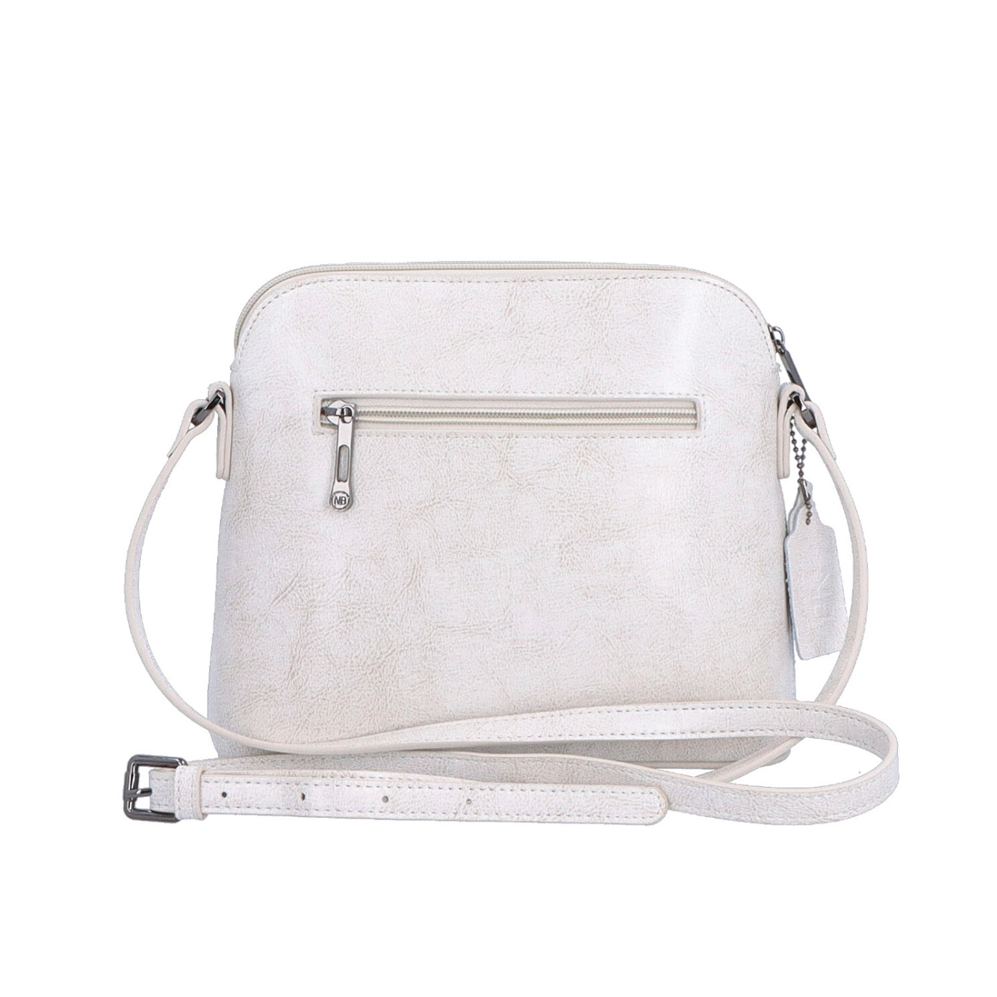 Elegantní kožená crossbody k šatům i saku Noelia Bolger materiál kůže zapínání na zip barva bílá velikost malá NB 0078 OW Zezadu