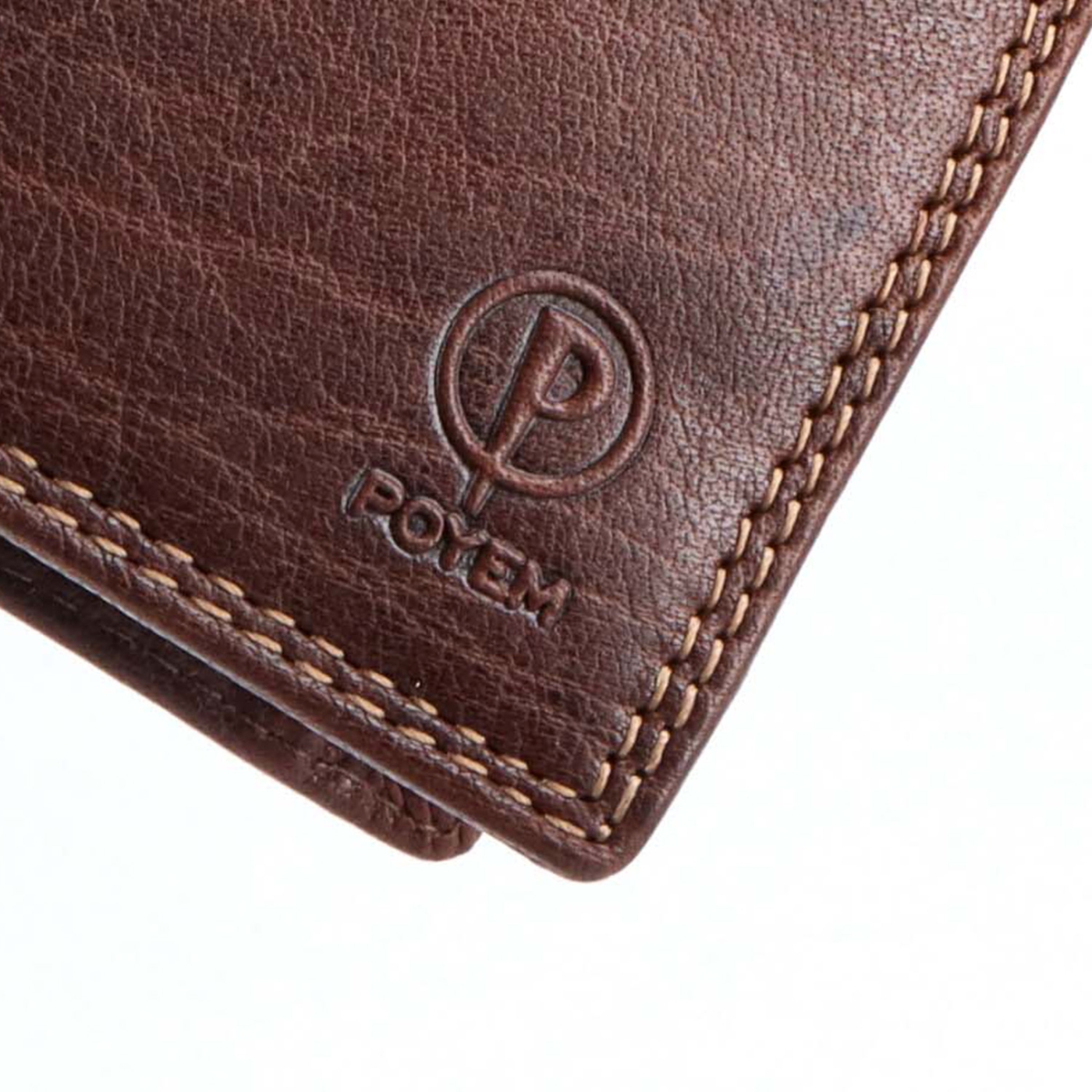 Kožená peněženka na šířku Poyem materiál kůže zapínání Bez zapínání barva hnědá velikost malá 5205 Poyem H Logo